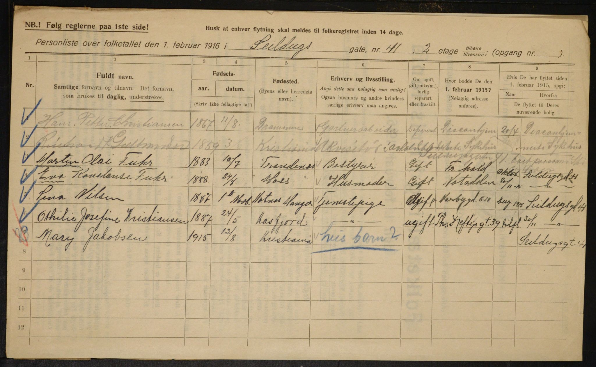 OBA, Municipal Census 1916 for Kristiania, 1916, p. 96946