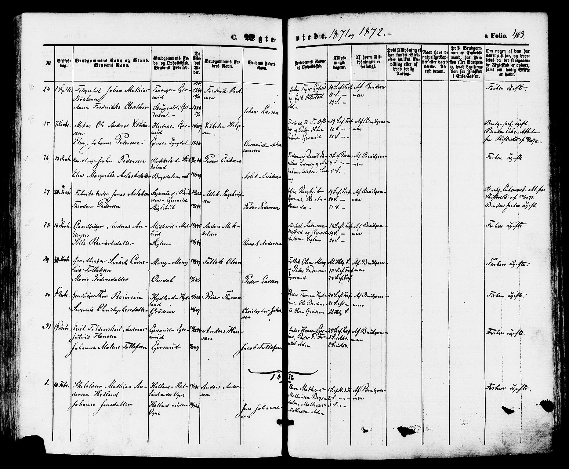 Eigersund sokneprestkontor, SAST/A-101807/S08/L0014: Parish register (official) no. A 13, 1866-1878, p. 403