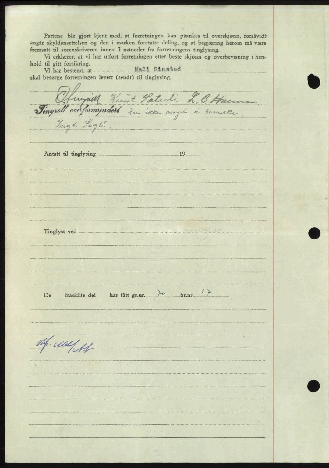 Nordmøre sorenskriveri, AV/SAT-A-4132/1/2/2Ca: Mortgage book no. A115, 1950-1950, Diary no: : 1599/1950