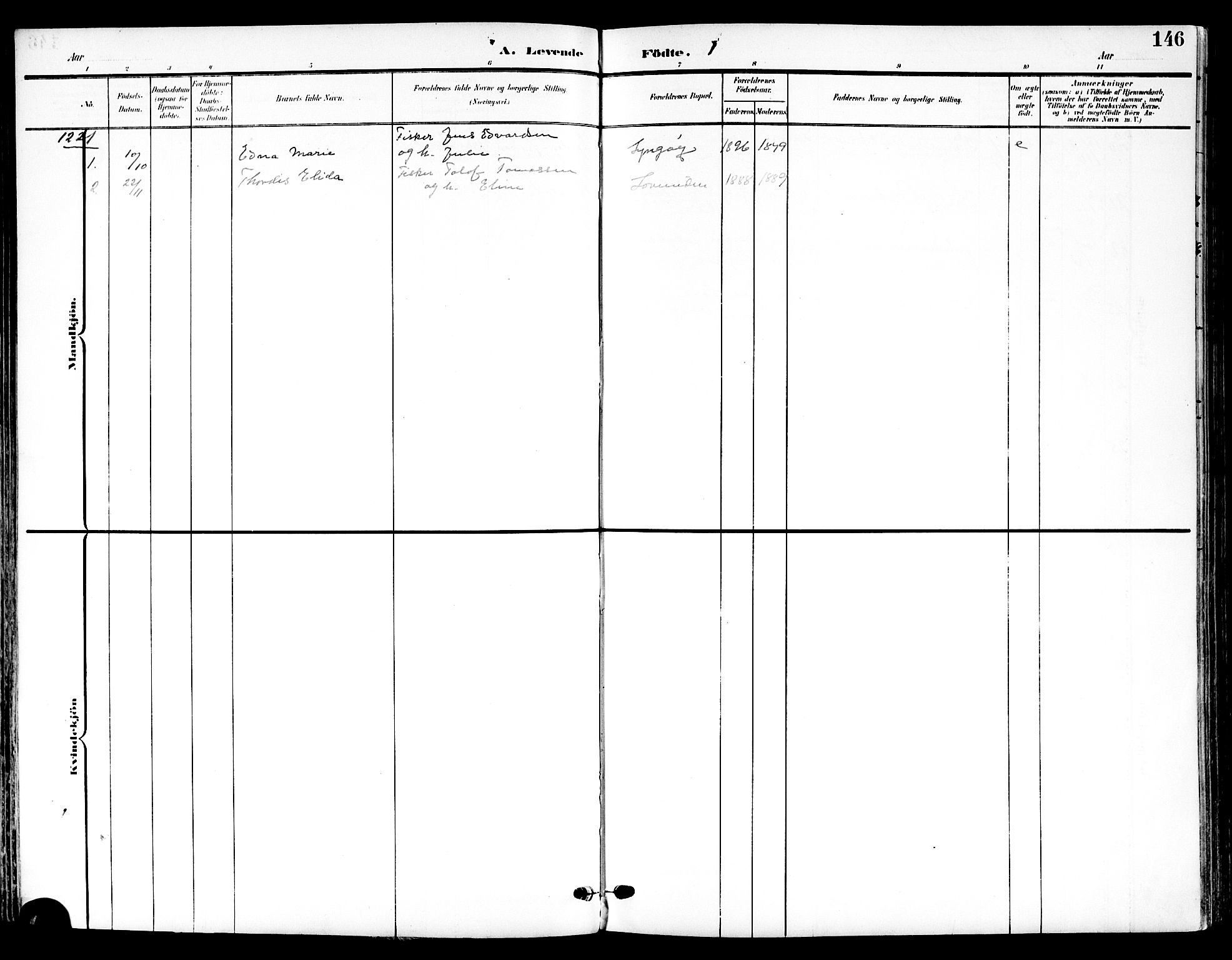 Ministerialprotokoller, klokkerbøker og fødselsregistre - Nordland, AV/SAT-A-1459/839/L0569: Parish register (official) no. 839A06, 1903-1922, p. 146