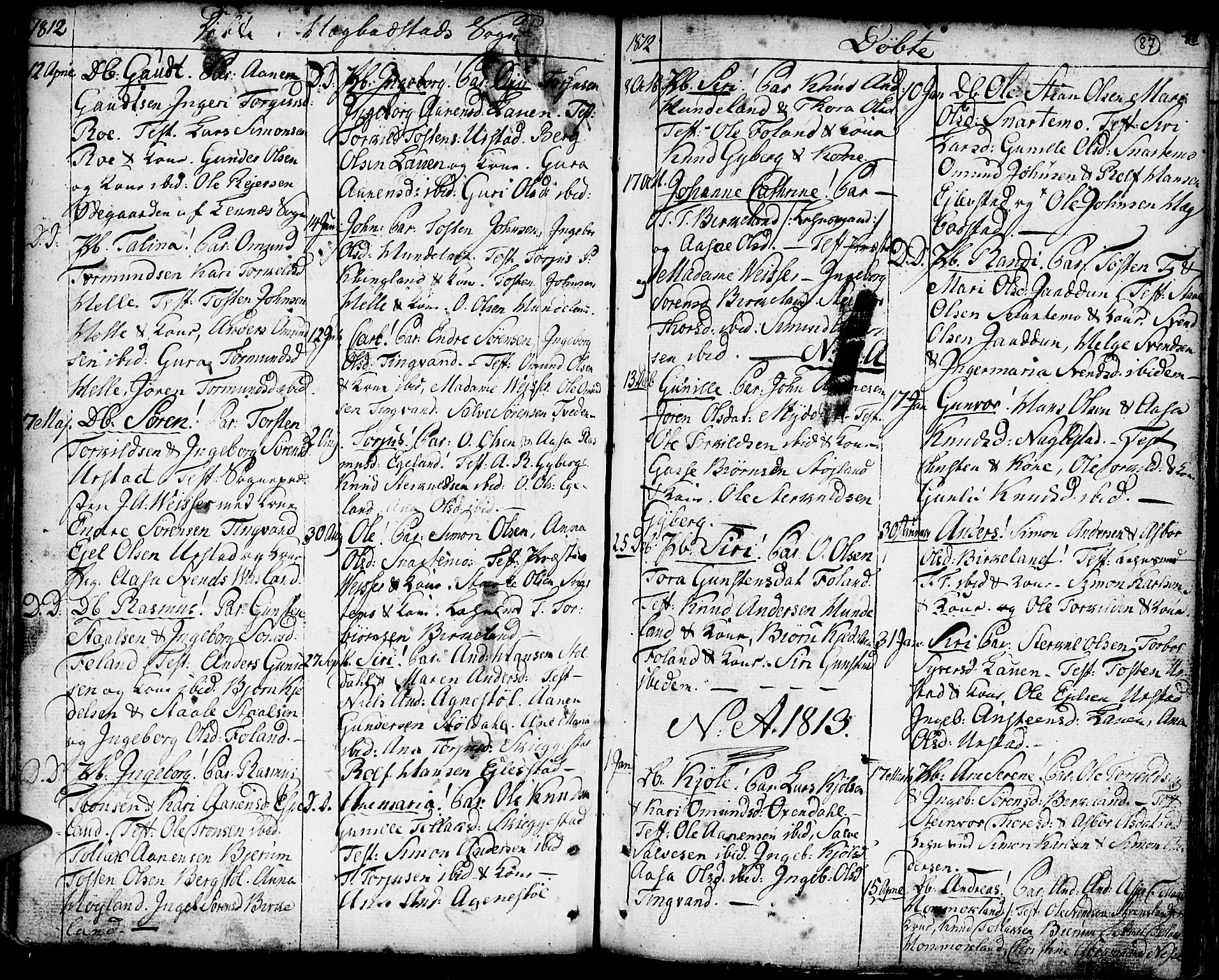 Hægebostad sokneprestkontor, SAK/1111-0024/F/Fa/Faa/L0001: Parish register (official) no. A 1 /1, 1760-1820, p. 87