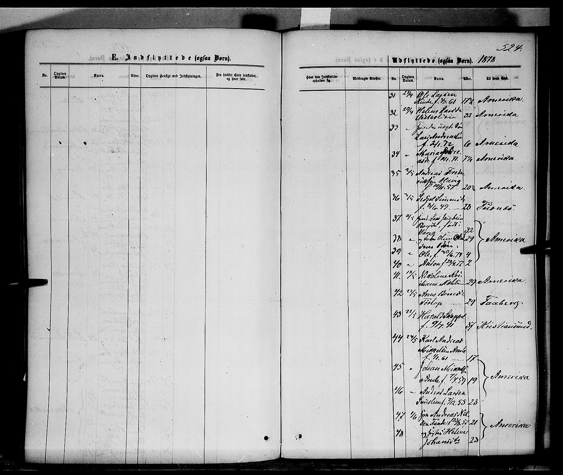 Ringsaker prestekontor, AV/SAH-PREST-014/K/Ka/L0011: Parish register (official) no. 11, 1870-1878, p. 524