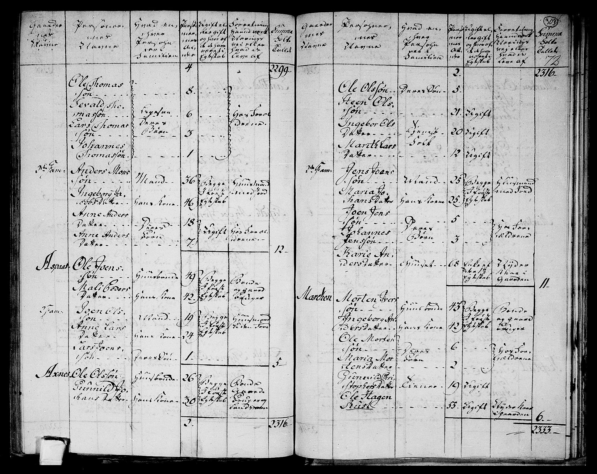 RA, 1801 census for 1721P Verdal, 1801, p. 302b-303a