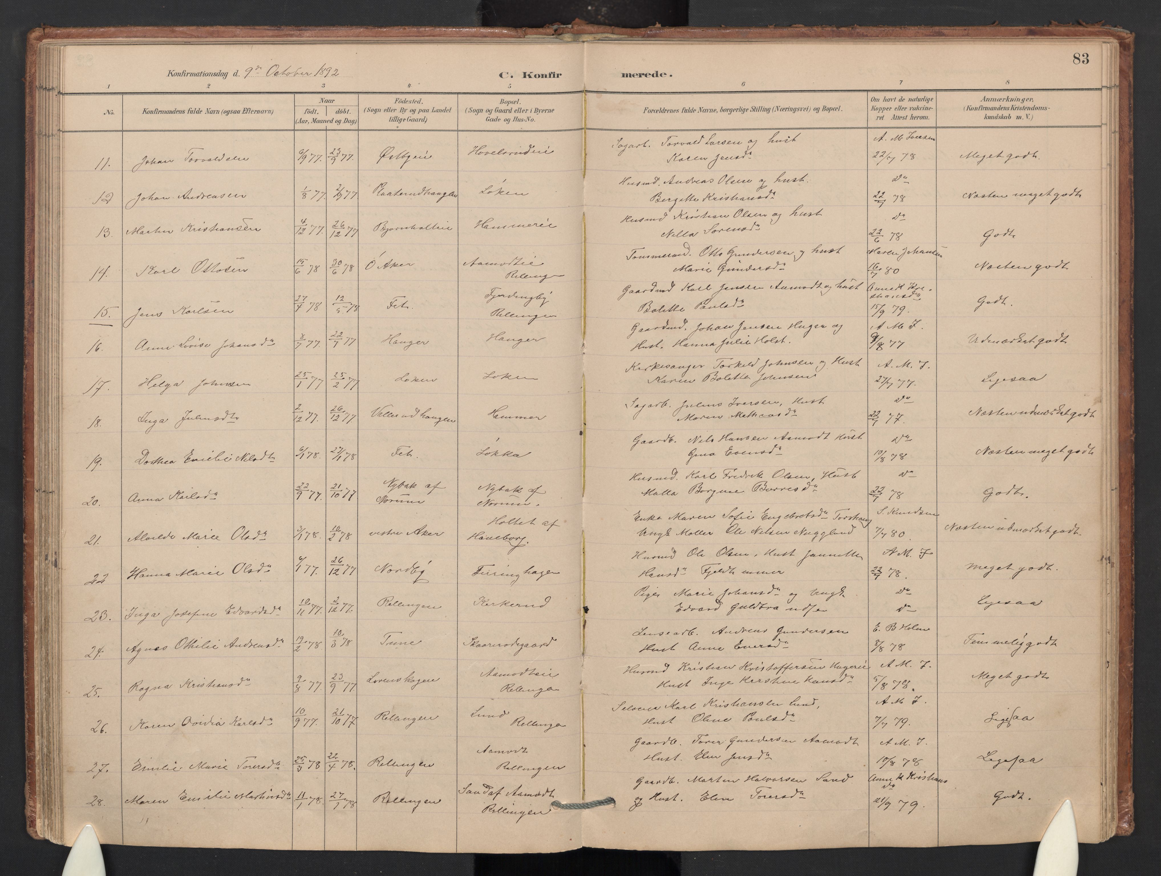 Skedsmo prestekontor Kirkebøker, SAO/A-10033a/G/Gb/L0001: Parish register (copy) no. II 1, 1883-1903, p. 83
