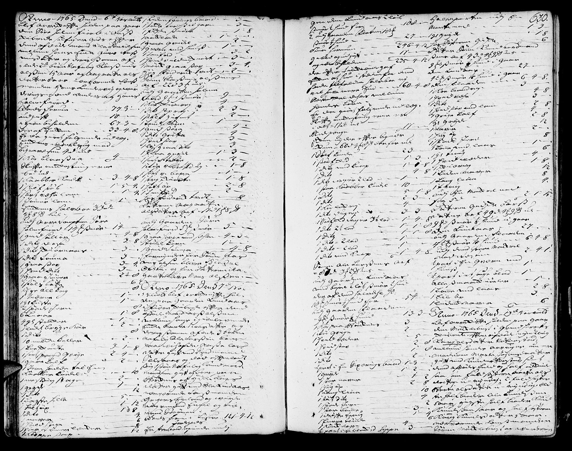 Sunnhordland sorenskrivar, SAB/A-2401/1/H/Ha/Haa/L0007: Skifteprotokollar. Register på lesesal. Fol. 901- ut, 1765-1768, p. 629b-630a