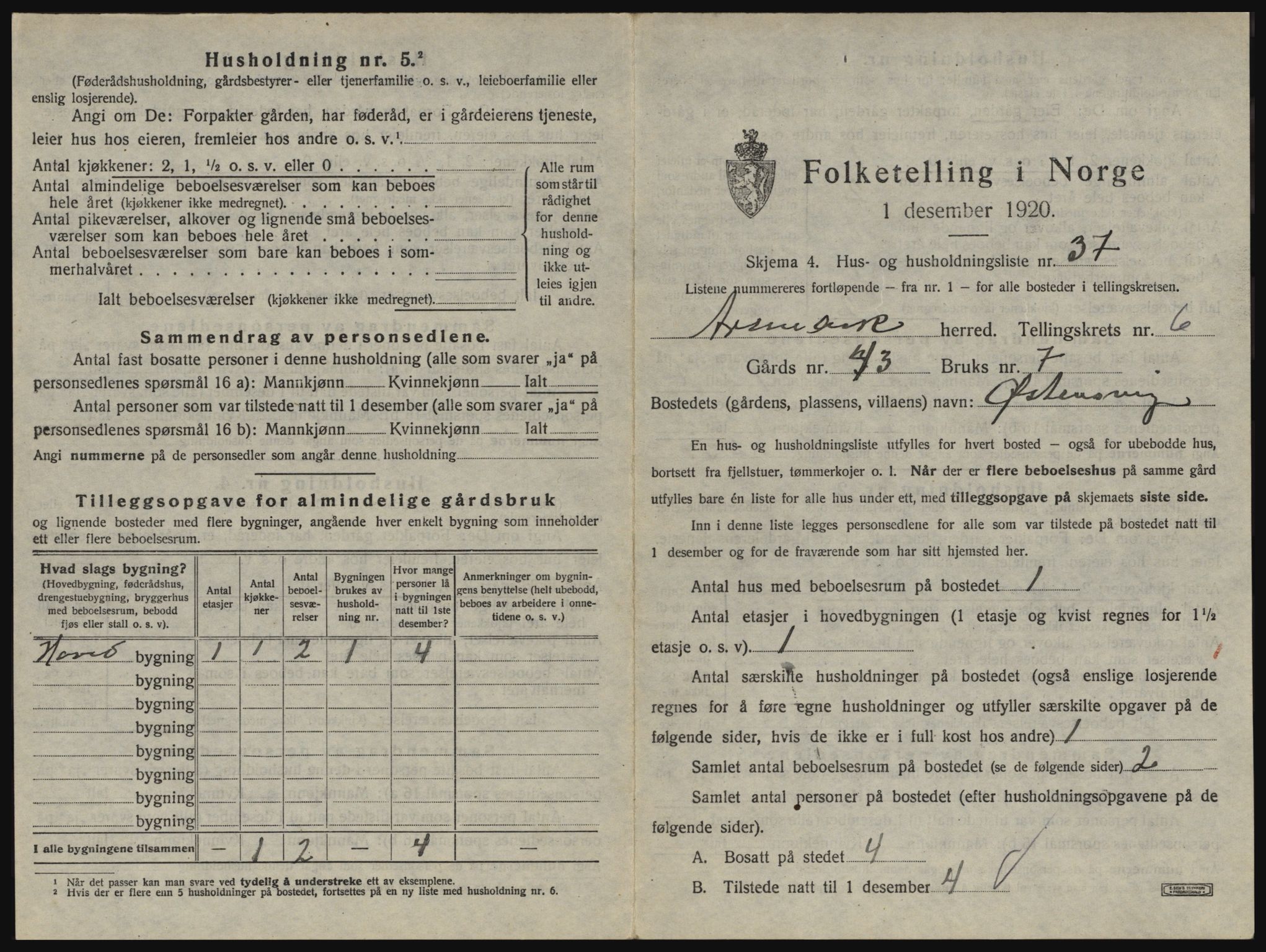 SAO, 1920 census for Aremark, 1920, p. 655