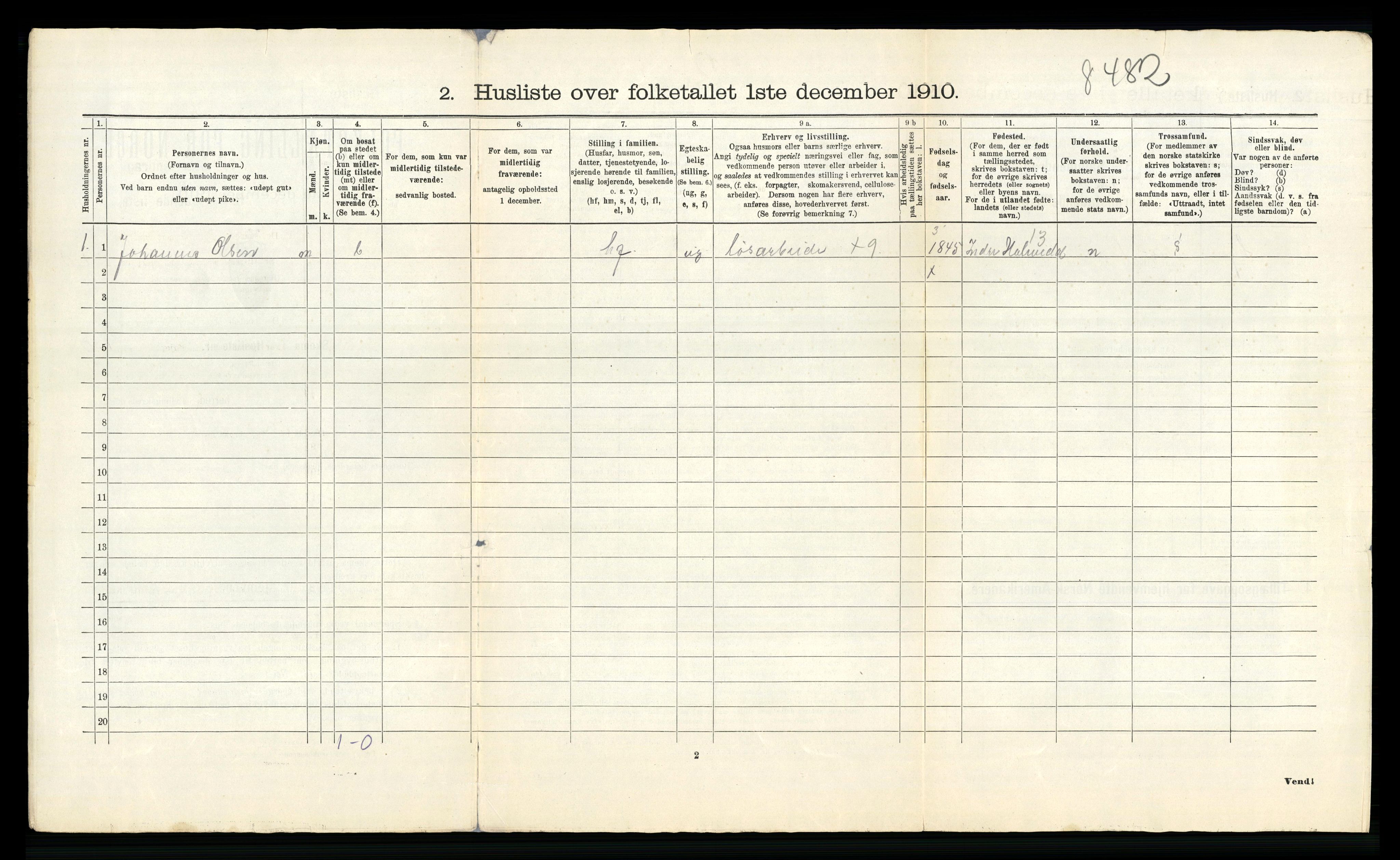 RA, 1910 census for Hadsel, 1910, p. 1332