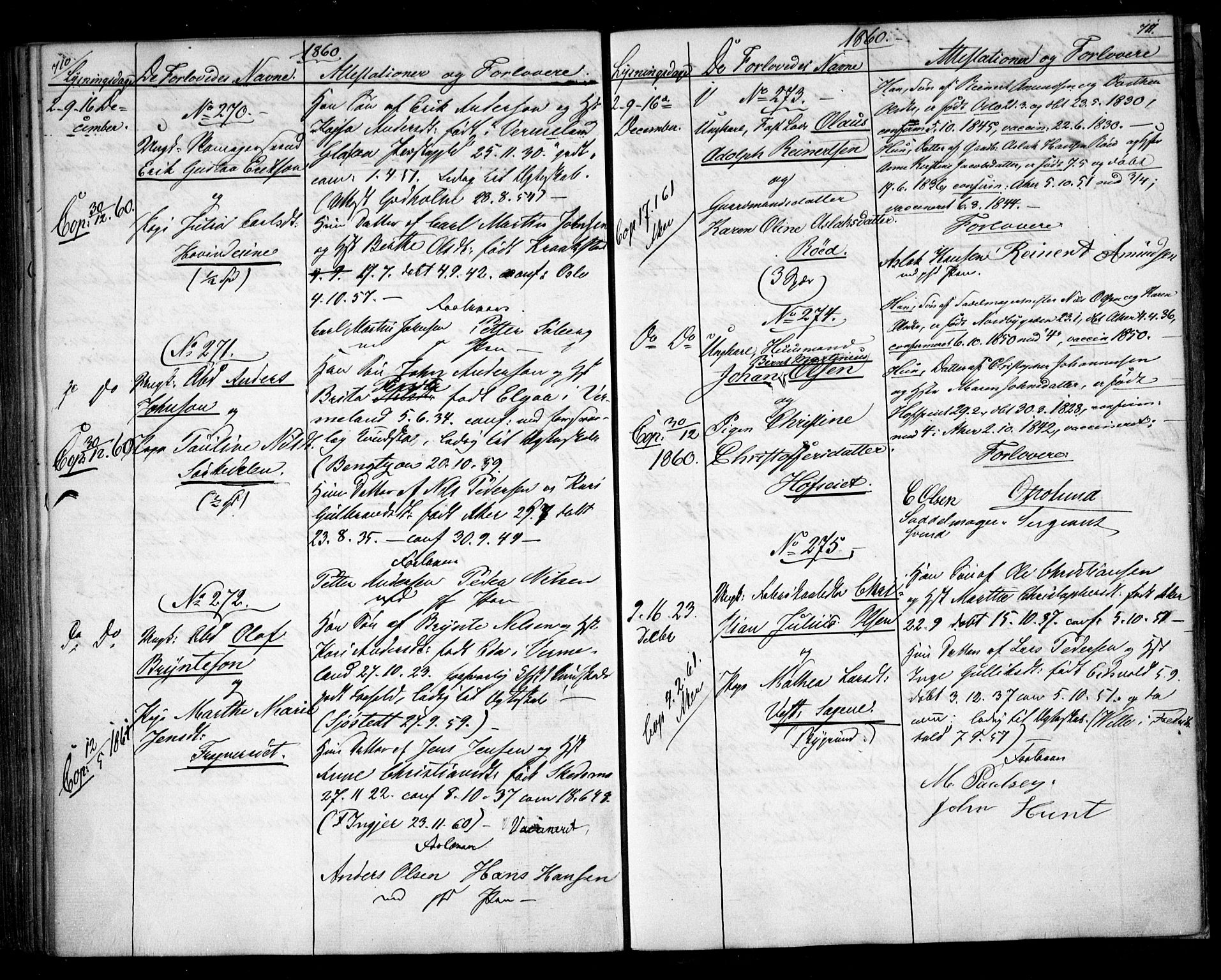 Aker prestekontor kirkebøker, AV/SAO-A-10861/H/L0005: Banns register no. 5, 1853-1864, p. 710-711