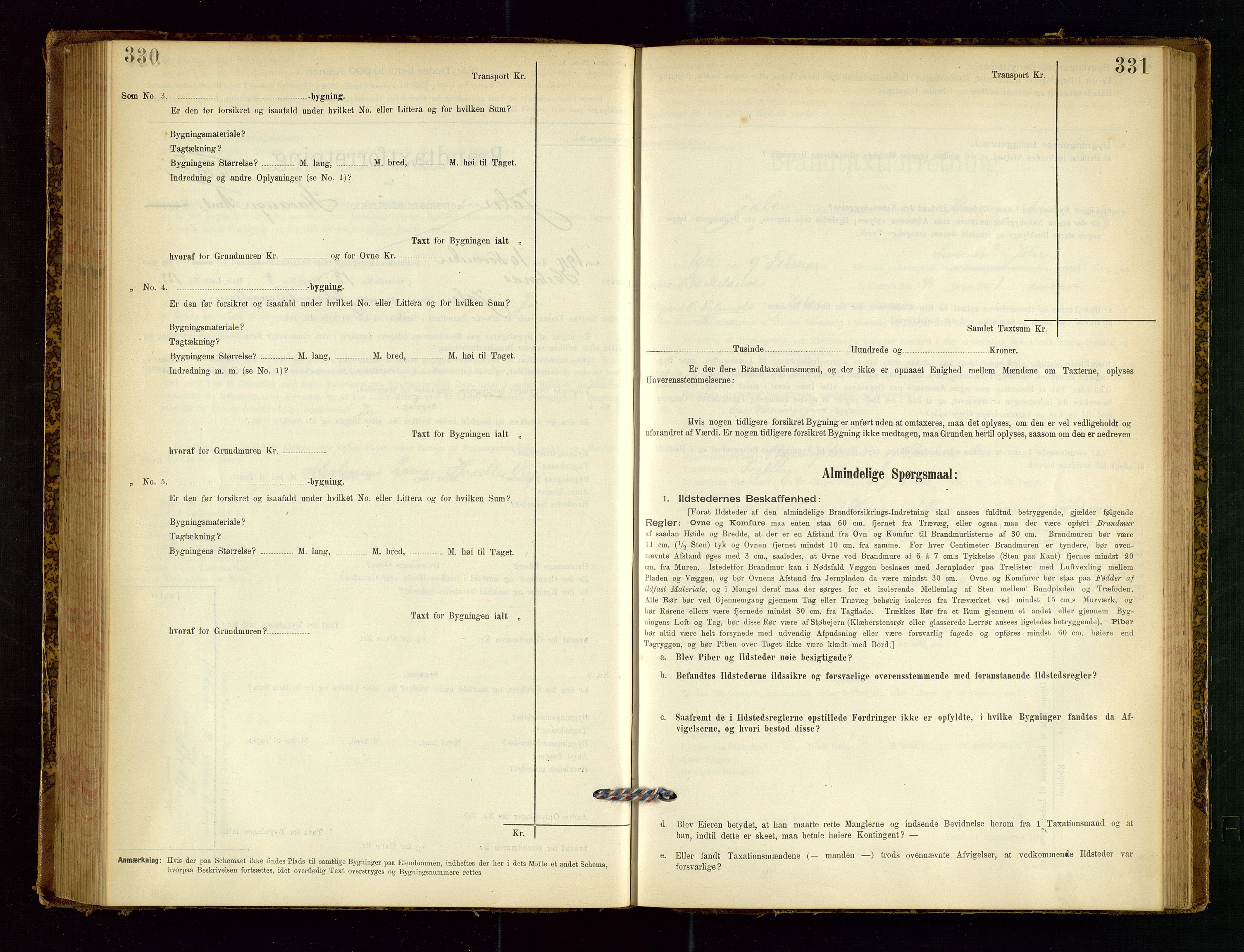 Jelsa lensmannskontor, SAST/A-100360/Gob/L0001: "Brandtaxationsprotocol", 1895-1918, p. 330-331