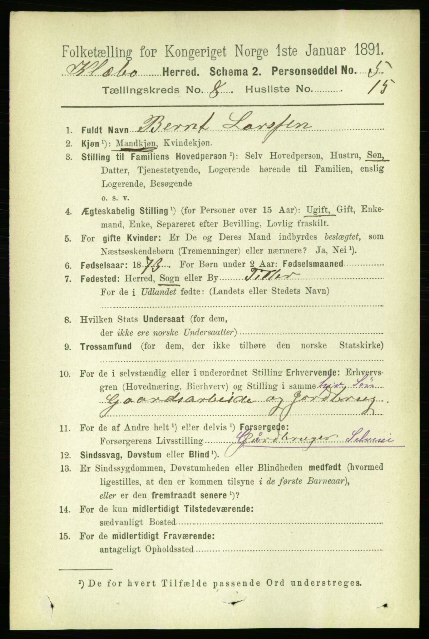 RA, 1891 census for 1662 Klæbu, 1891, p. 1627