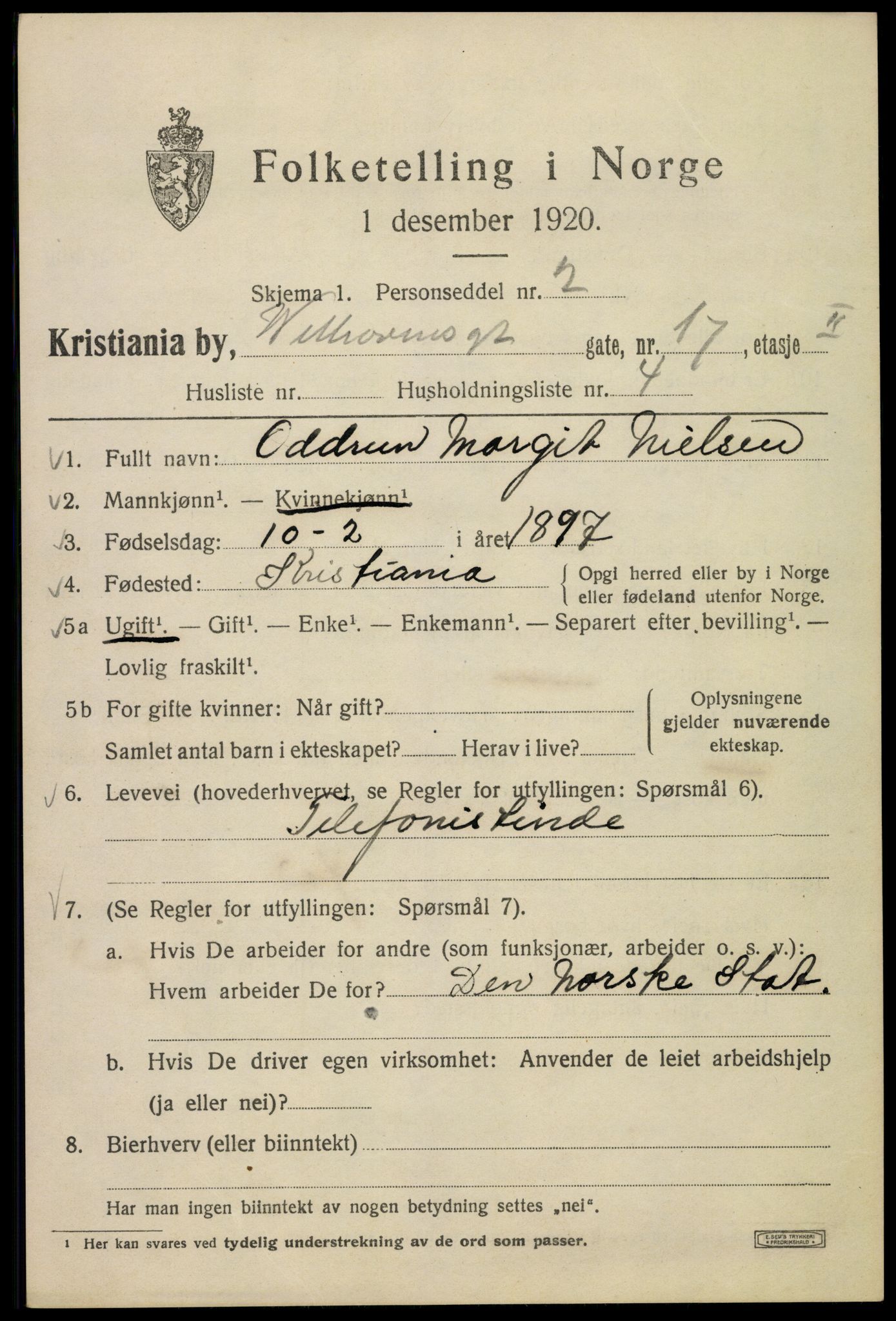 SAO, 1920 census for Kristiania, 1920, p. 650253