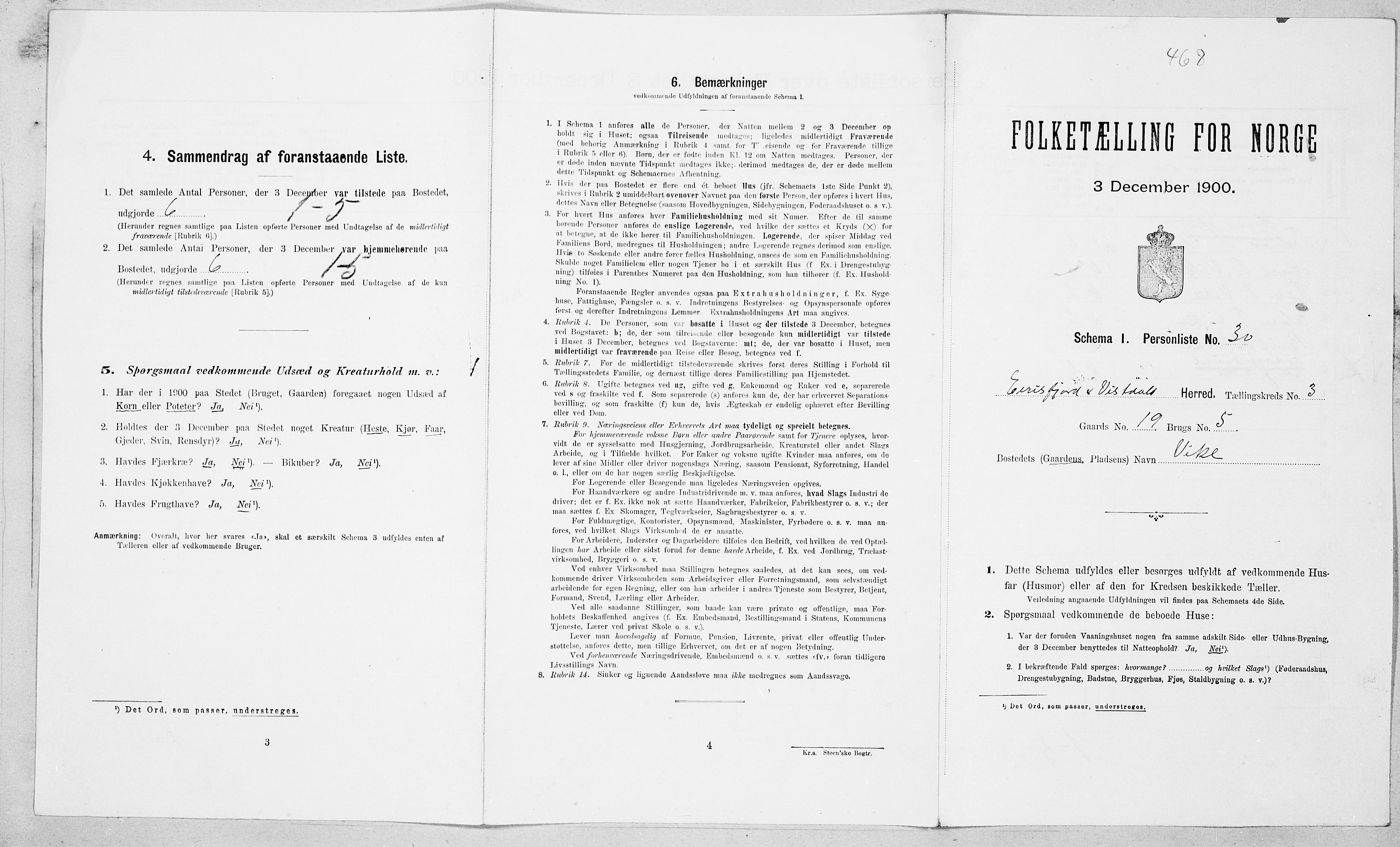 SAT, 1900 census for Eresfjord og Vistdal, 1900, p. 255