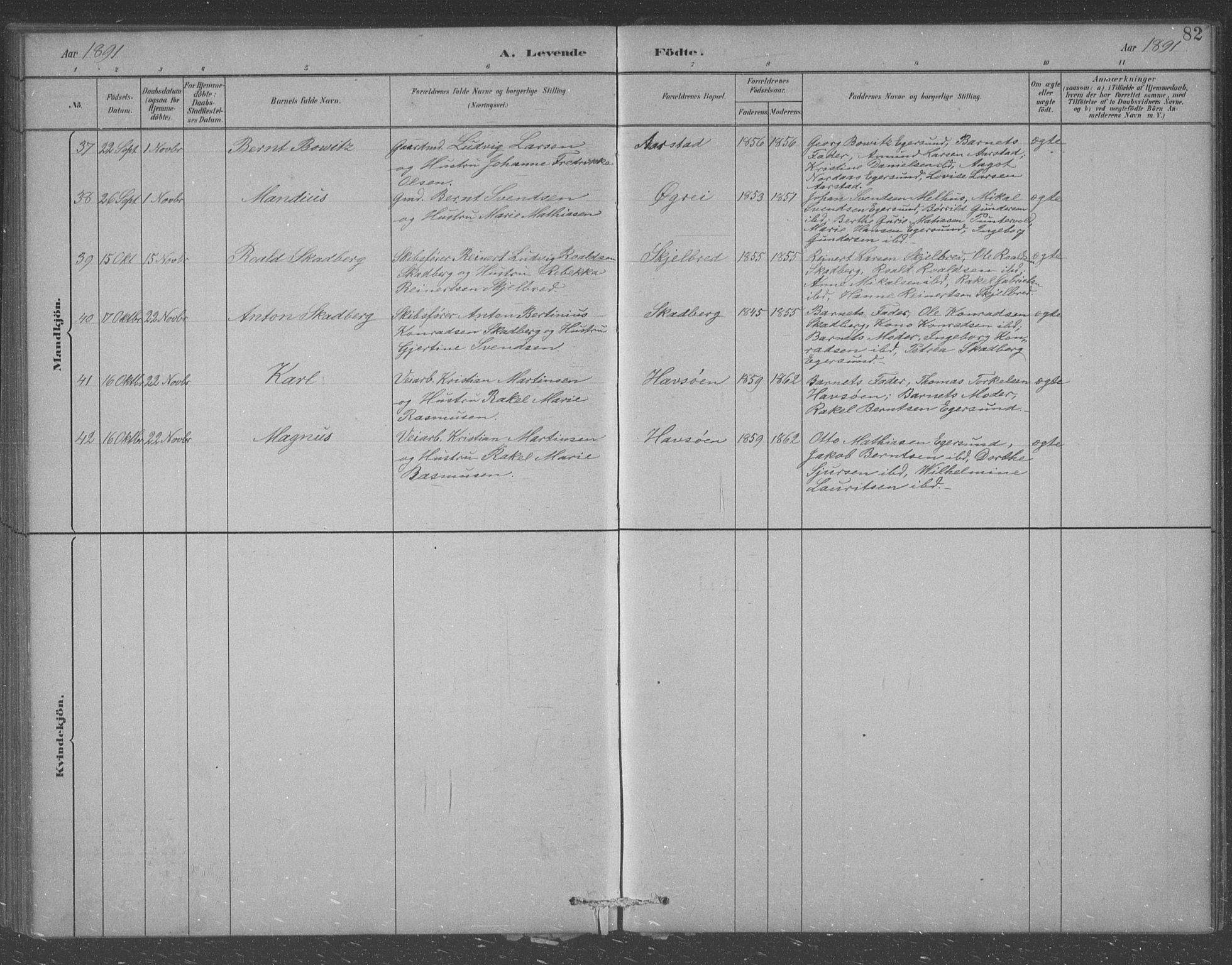 Eigersund sokneprestkontor, AV/SAST-A-101807/S09/L0007: Parish register (copy) no. B 7, 1882-1892, p. 82