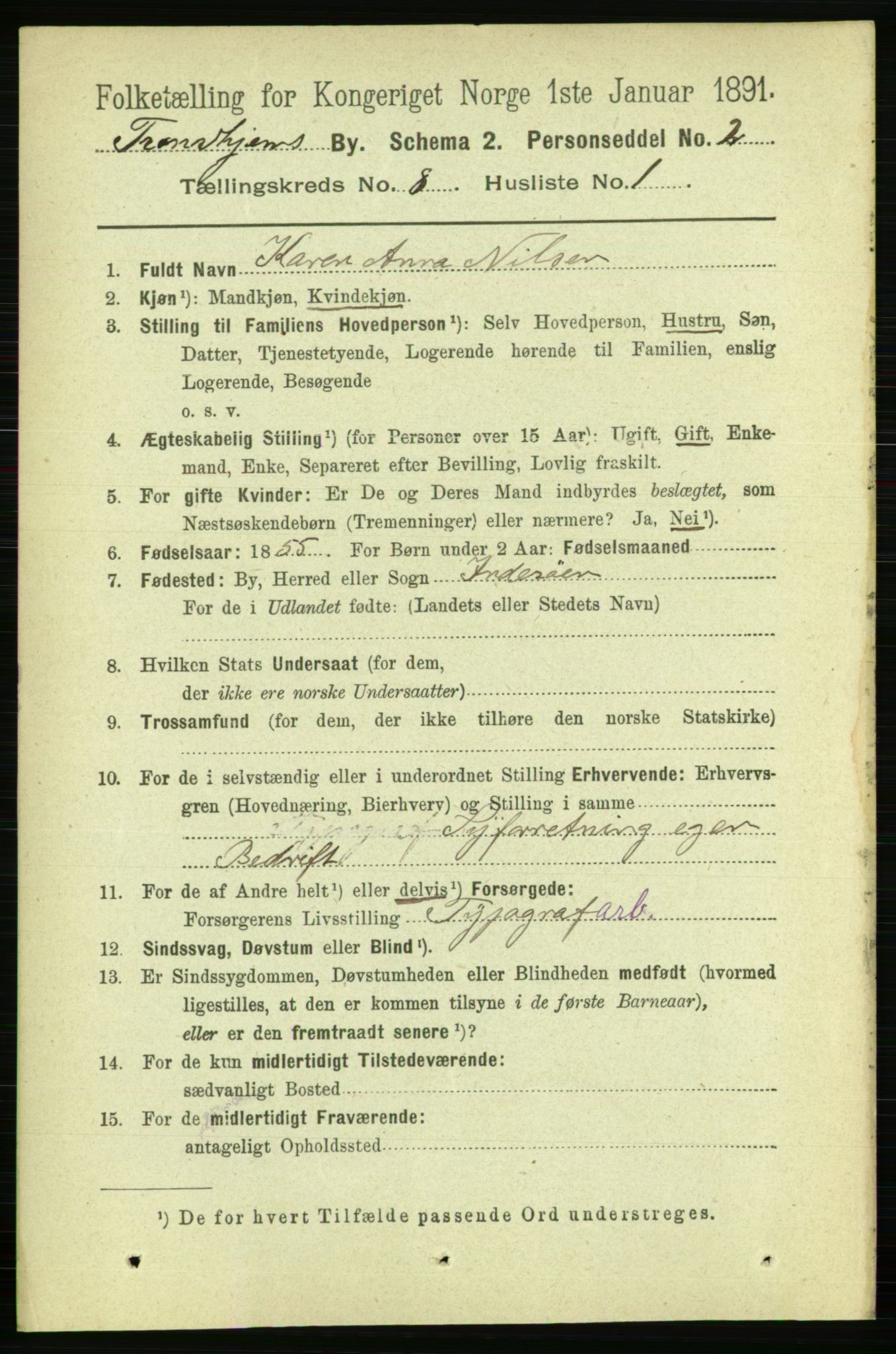 RA, 1891 census for 1601 Trondheim, 1891, p. 6724