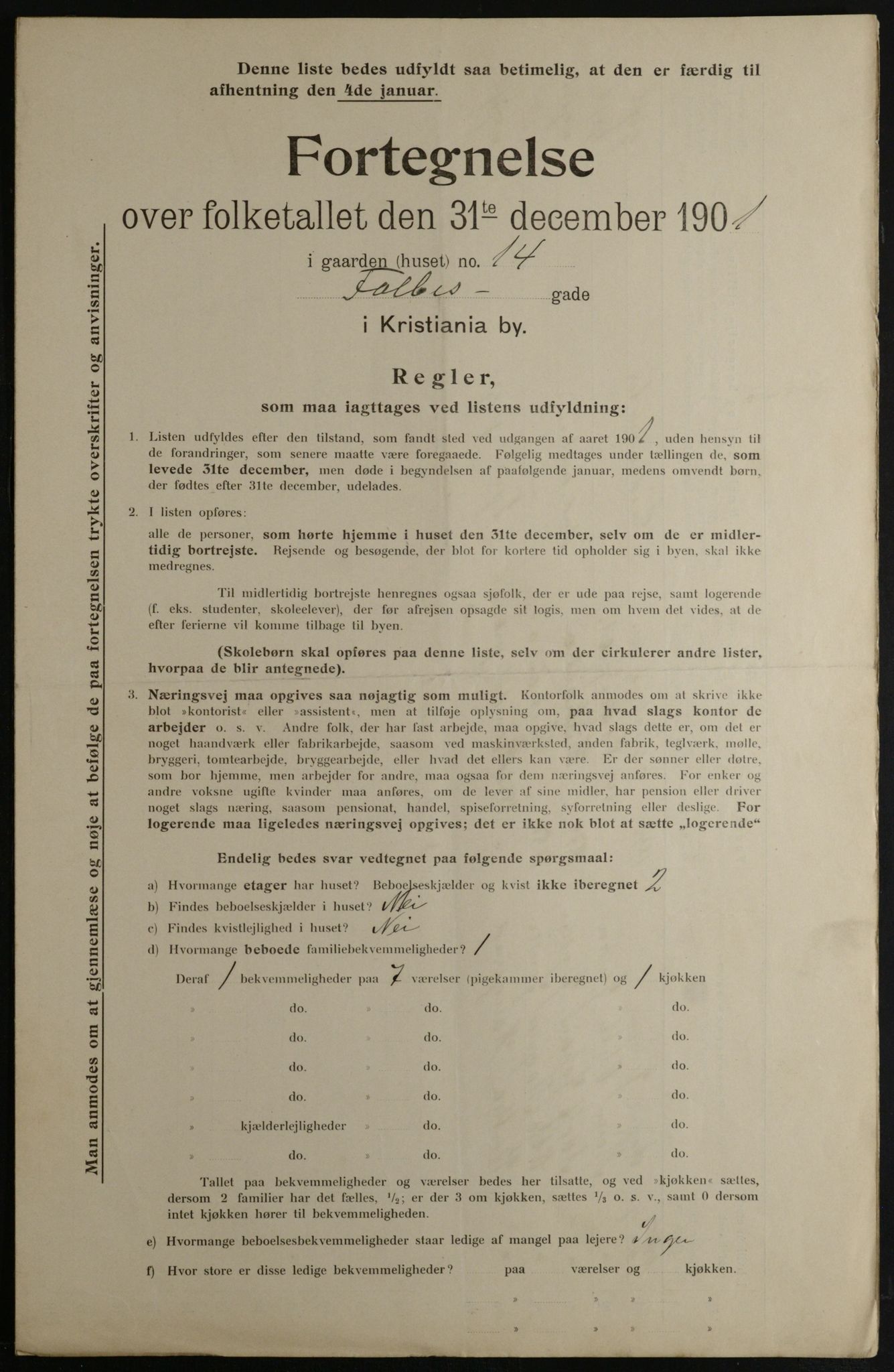 OBA, Municipal Census 1901 for Kristiania, 1901, p. 3769