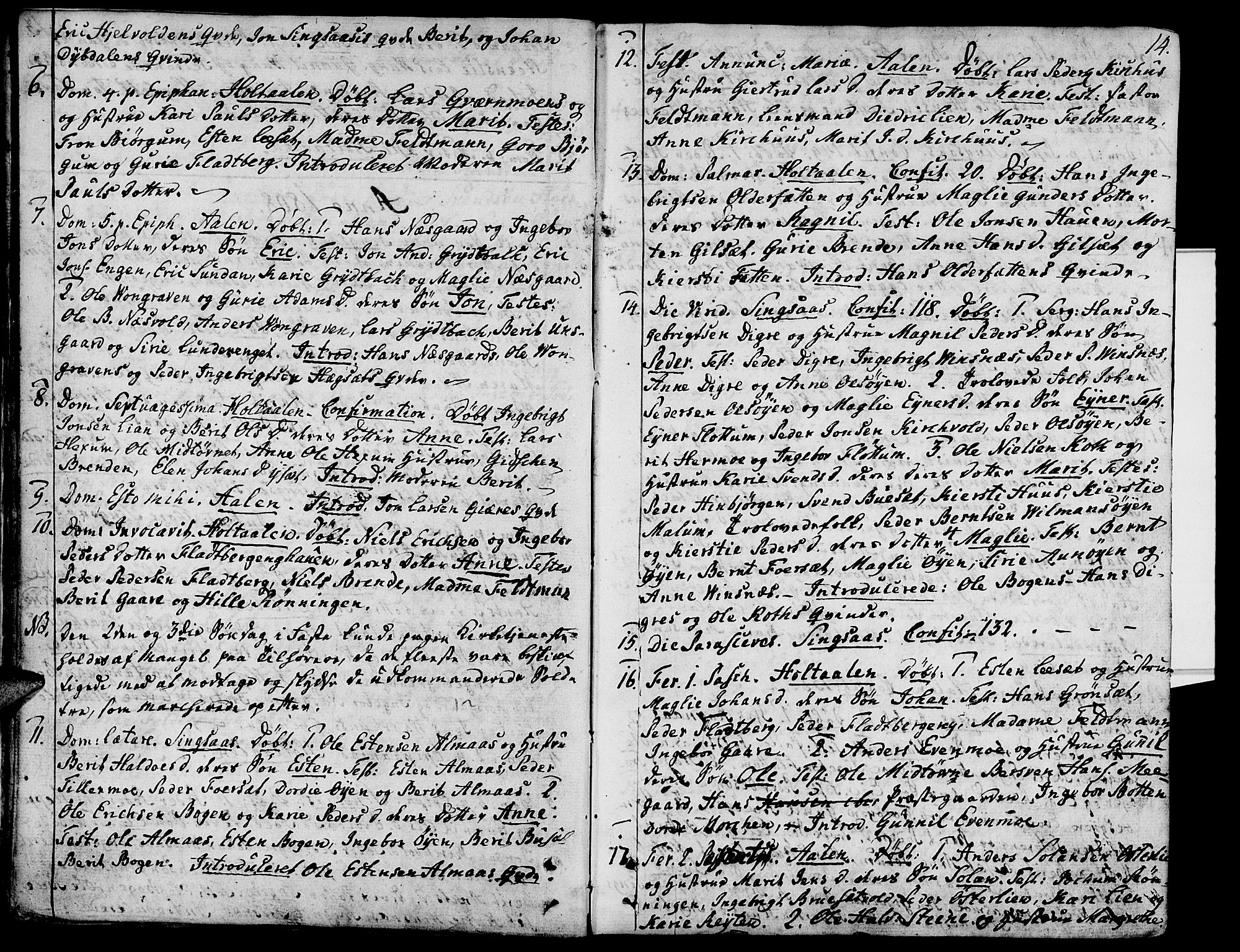 Ministerialprotokoller, klokkerbøker og fødselsregistre - Sør-Trøndelag, SAT/A-1456/685/L0953: Parish register (official) no. 685A02, 1805-1816, p. 14