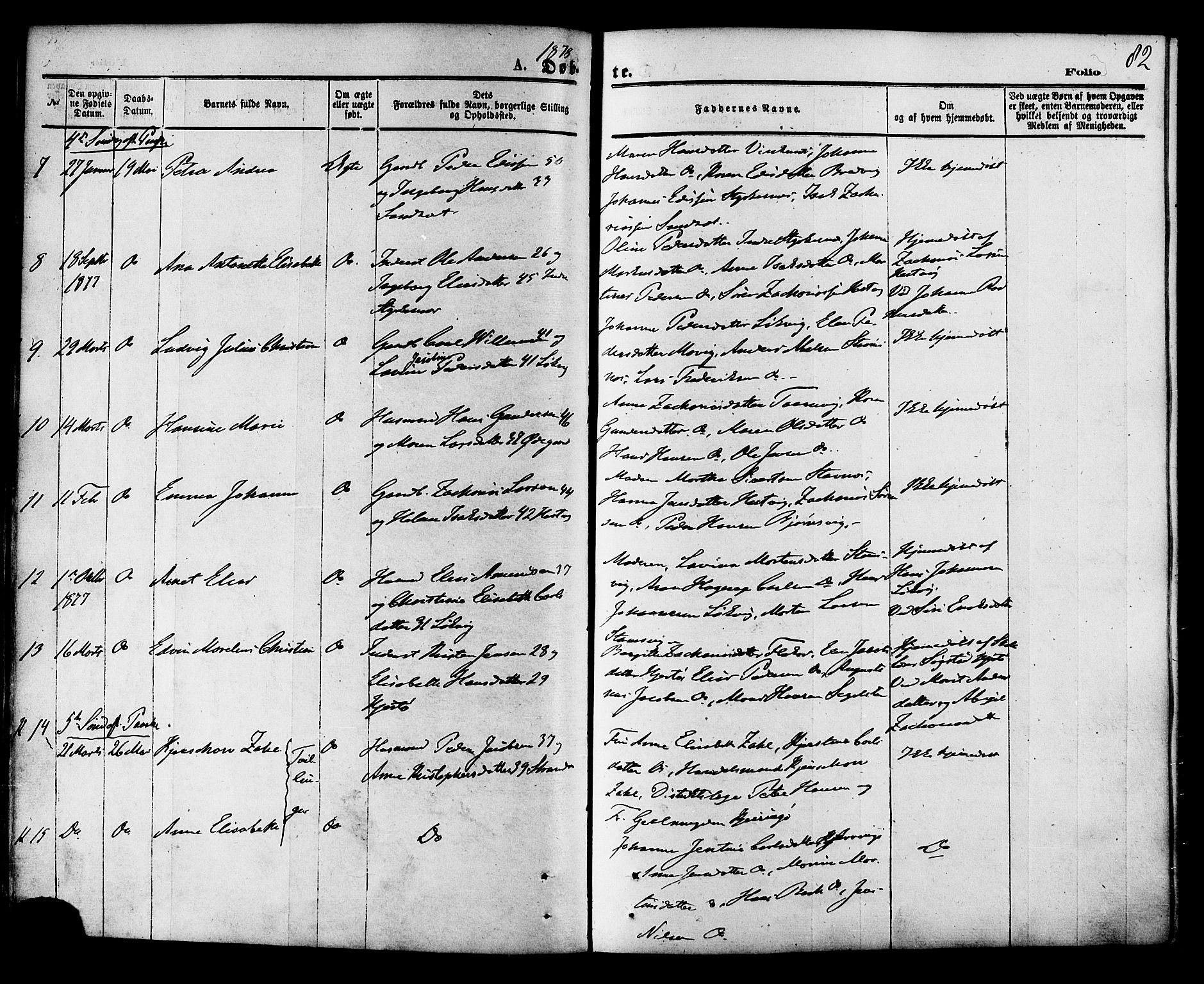 Ministerialprotokoller, klokkerbøker og fødselsregistre - Nordland, SAT/A-1459/853/L0771: Parish register (official) no. 853A10, 1870-1881, p. 82