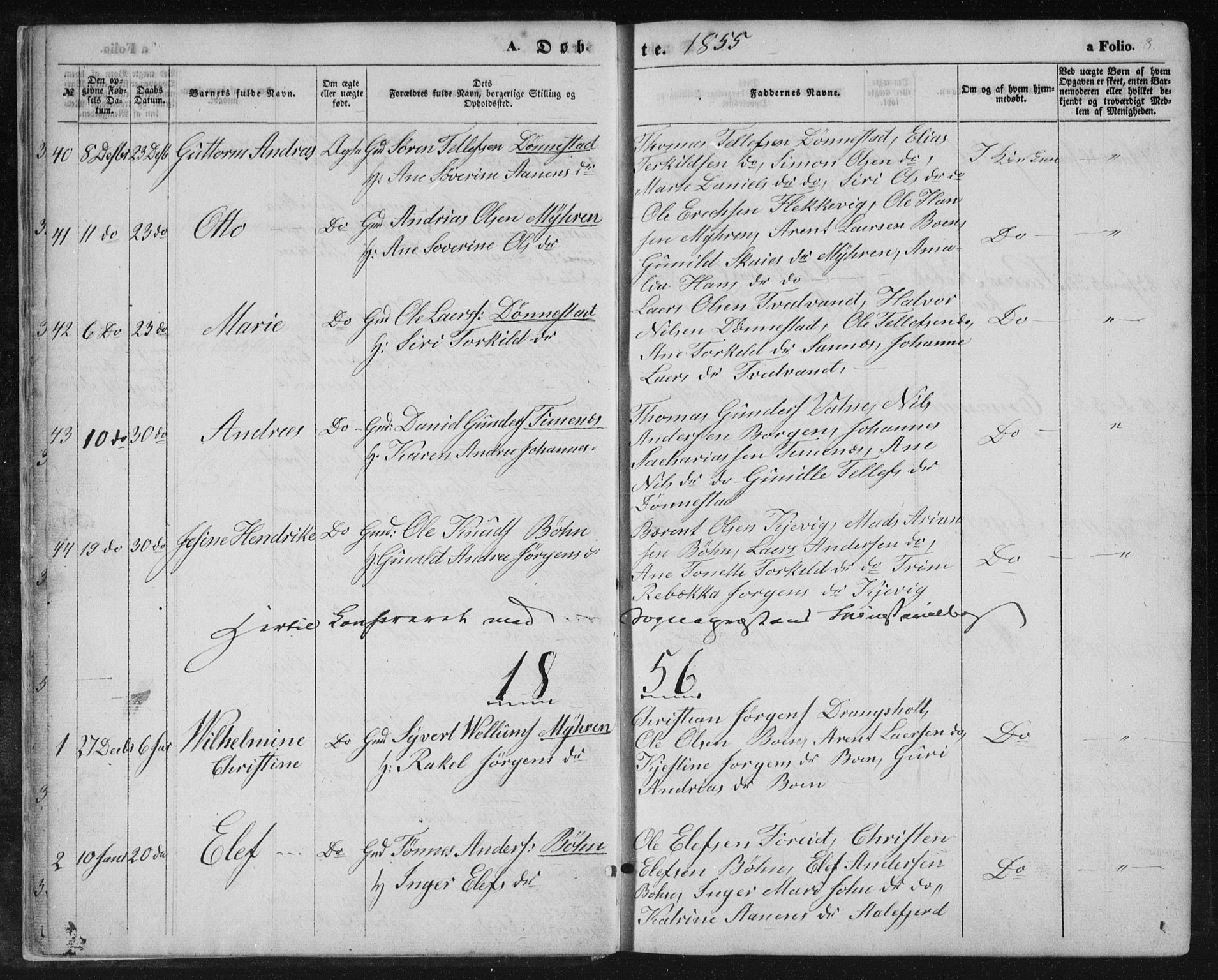 Tveit sokneprestkontor, AV/SAK-1111-0043/F/Fb/L0003: Parish register (copy) no. B 3, 1854-1886, p. 8