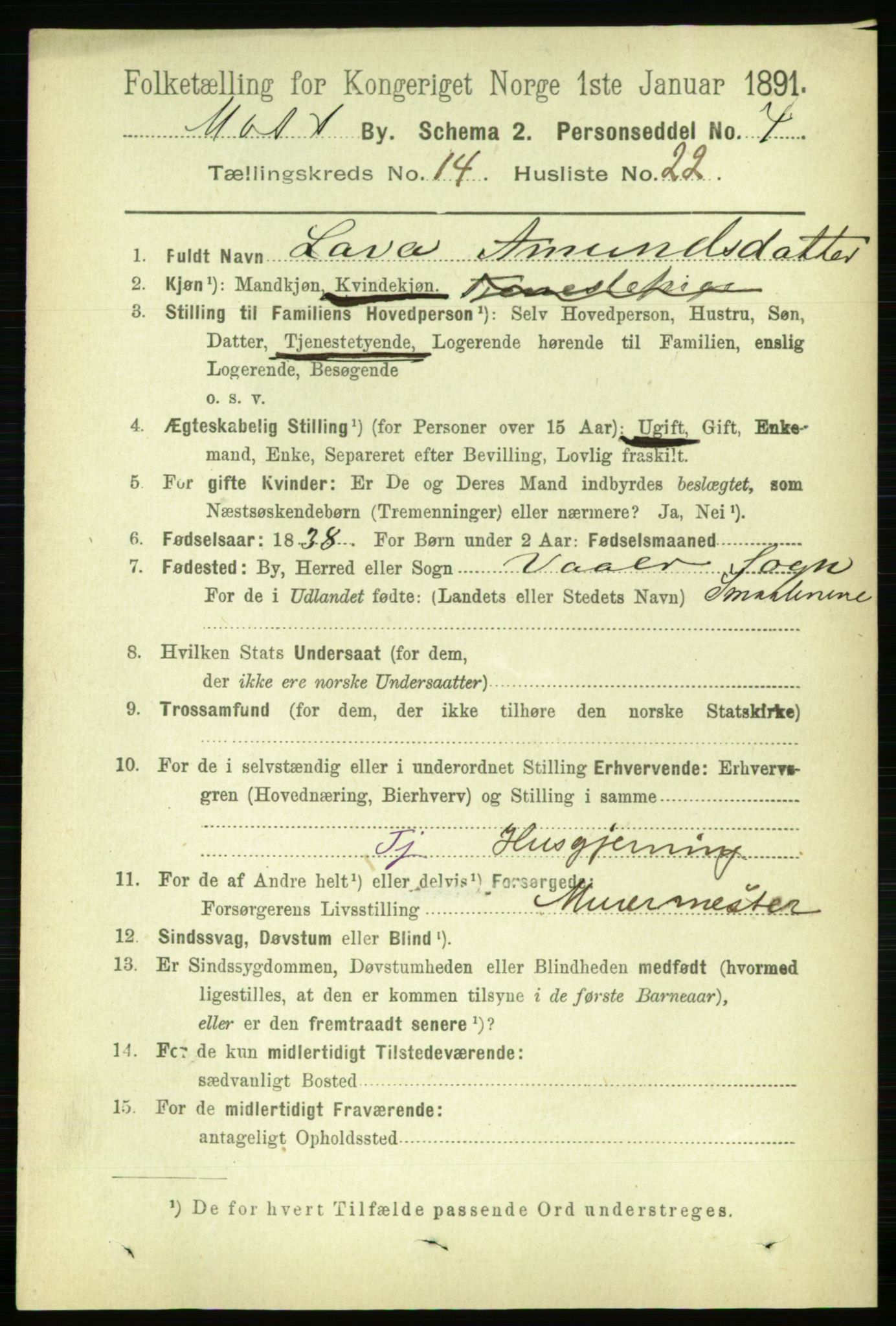 RA, 1891 census for 0104 Moss, 1891, p. 7206