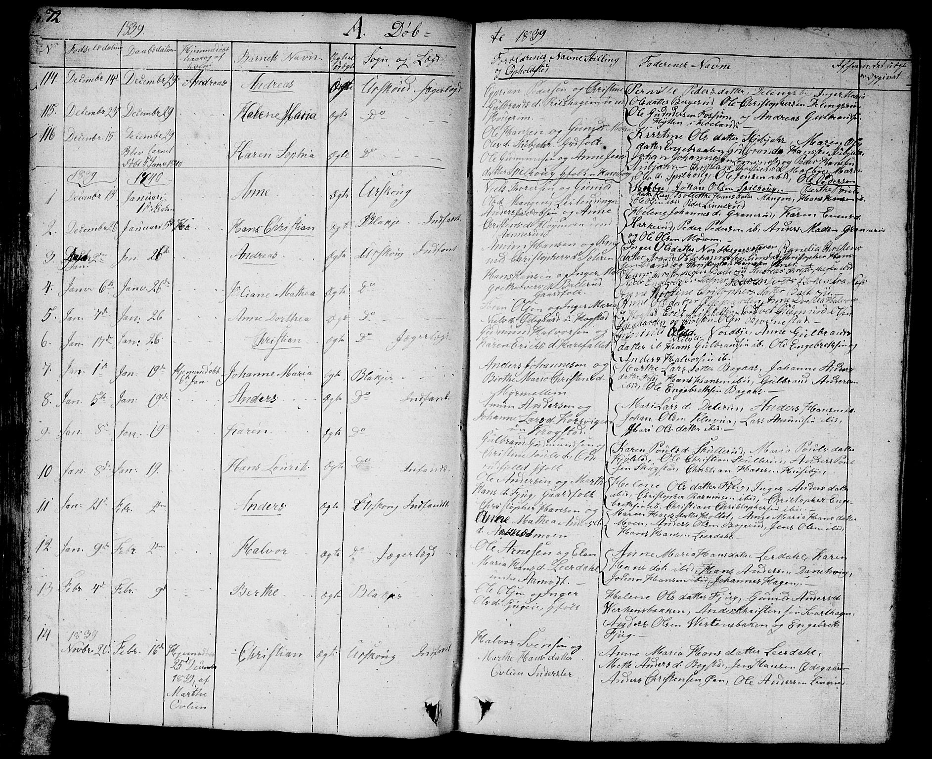 Aurskog prestekontor Kirkebøker, AV/SAO-A-10304a/G/Ga/L0002: Parish register (copy) no. I 2, 1829-1857, p. 72