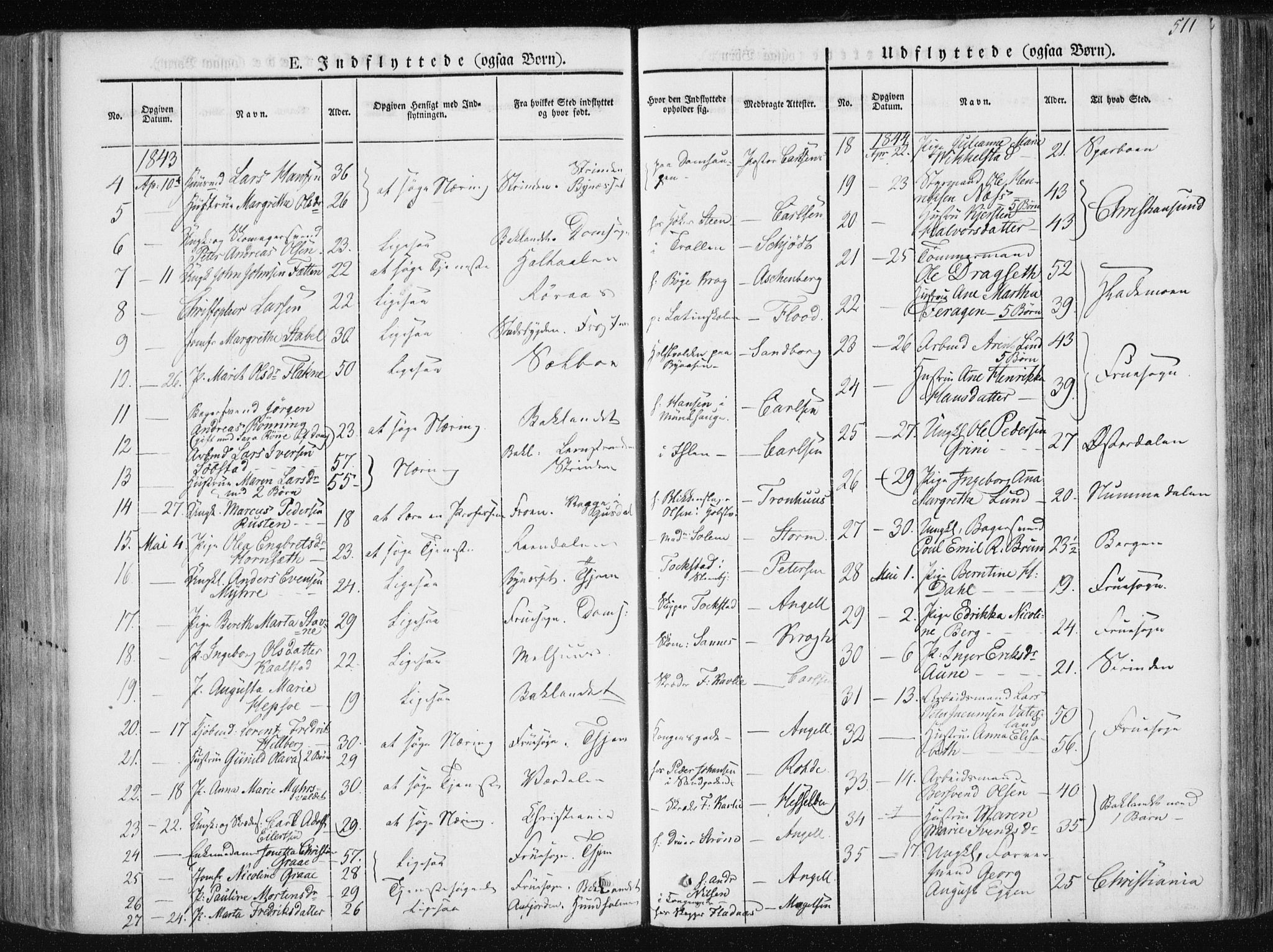 Ministerialprotokoller, klokkerbøker og fødselsregistre - Sør-Trøndelag, SAT/A-1456/601/L0049: Parish register (official) no. 601A17, 1839-1847, p. 511