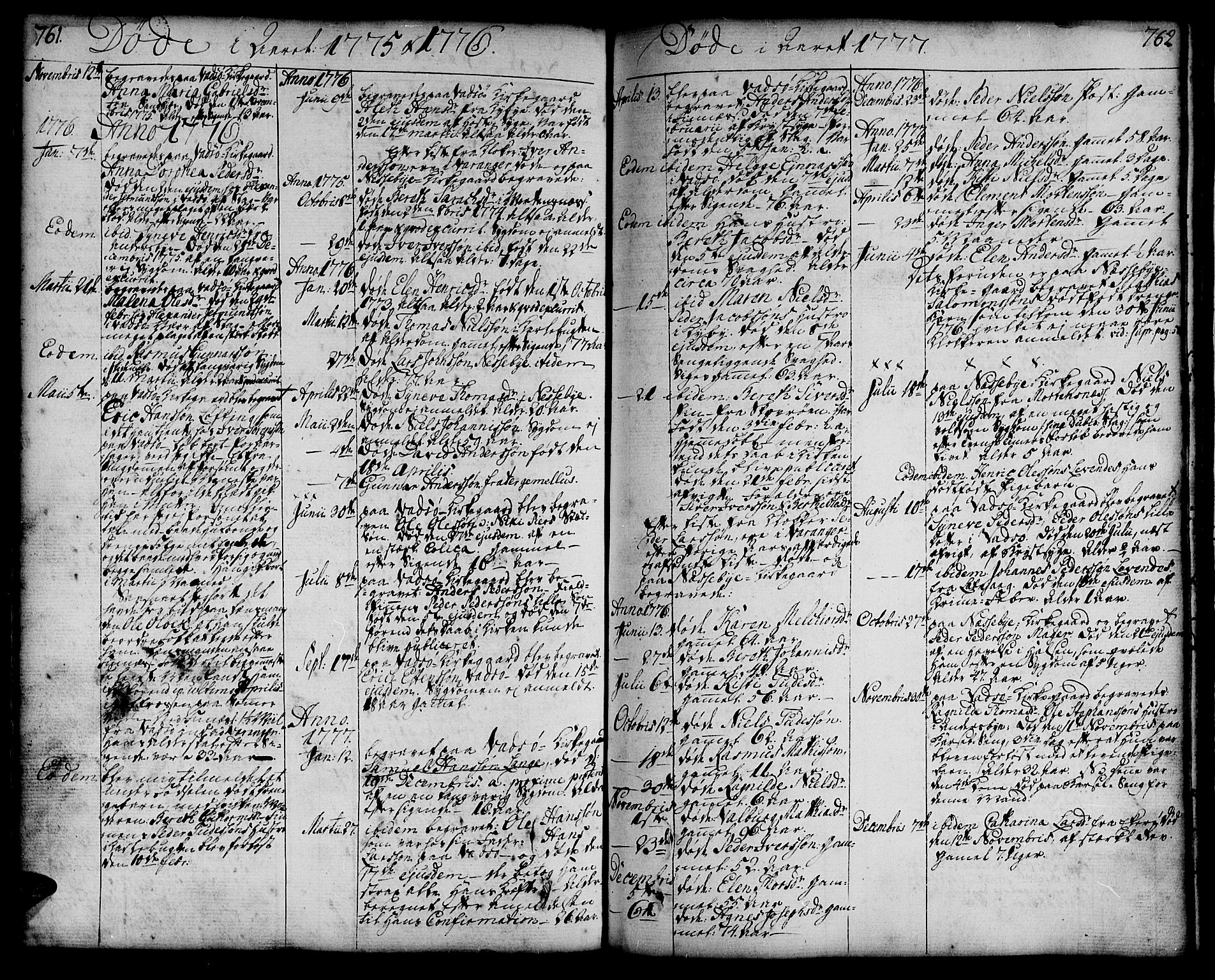 Vadsø sokneprestkontor, SATØ/S-1325/H/Ha/L0002kirke: Parish register (official) no. 2, 1764-1821, p. 761-762