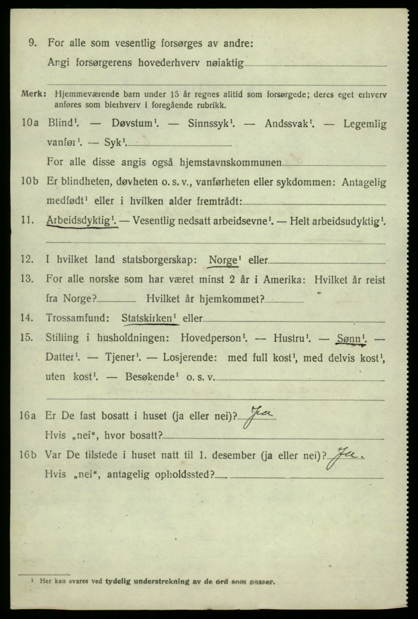 SAB, 1920 census for Granvin, 1920, p. 1425
