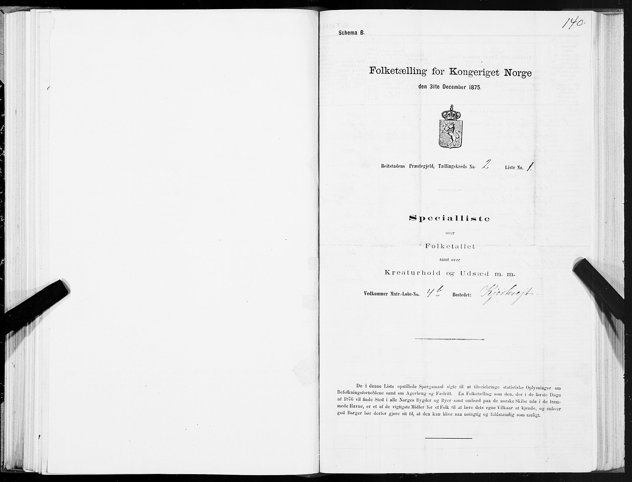 SAT, 1875 census for 1727P Beitstad, 1875, p. 1140