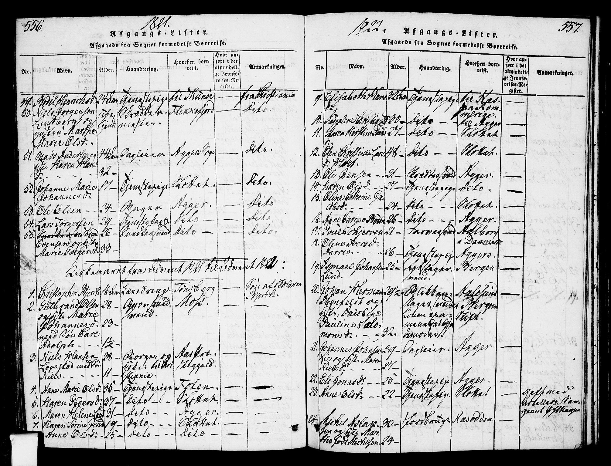 Oslo domkirke Kirkebøker, SAO/A-10752/F/Fa/L0007: Parish register (official) no. 7, 1817-1824, p. 556-557