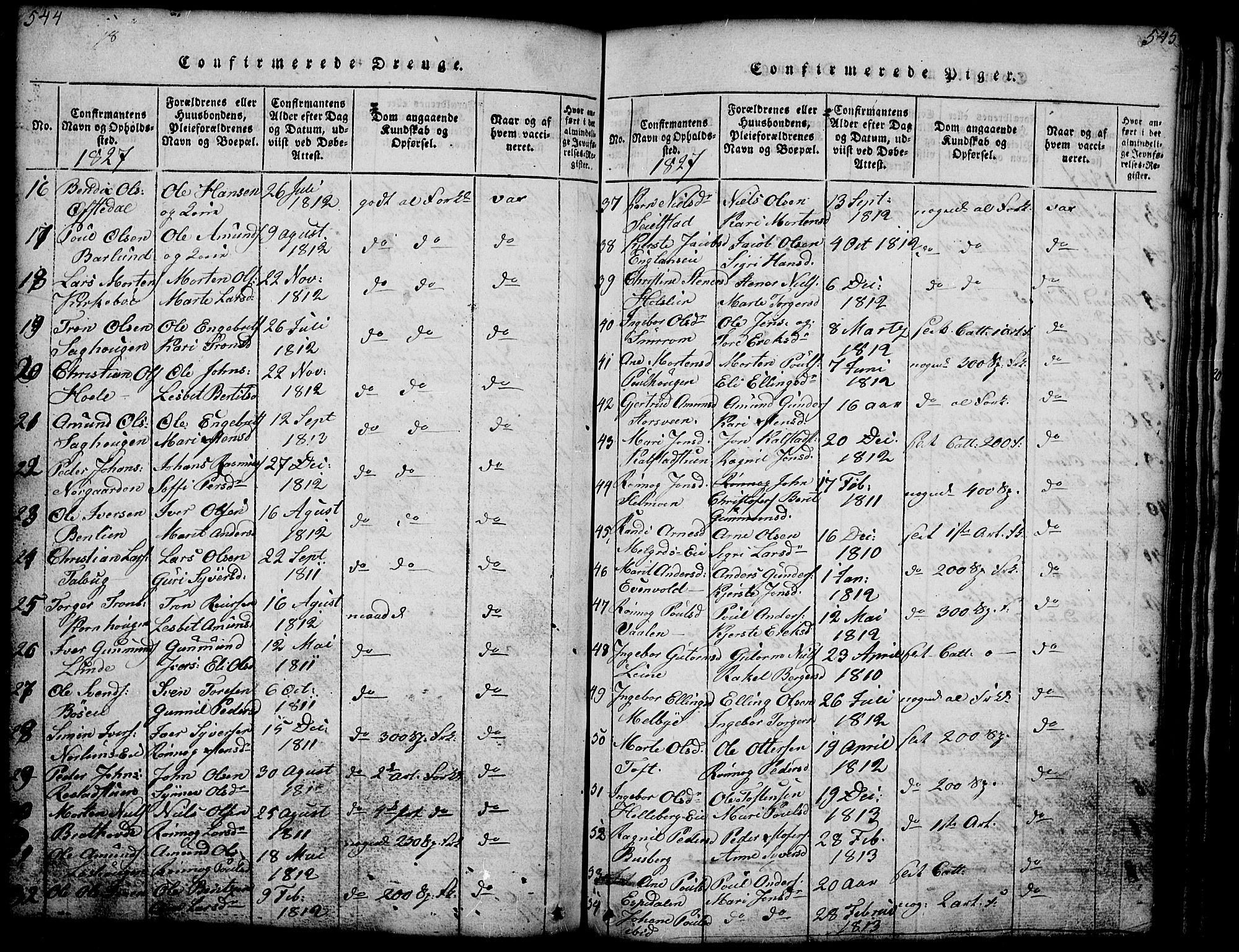 Gausdal prestekontor, SAH/PREST-090/H/Ha/Hab/L0001: Parish register (copy) no. 1, 1817-1848, p. 544-545