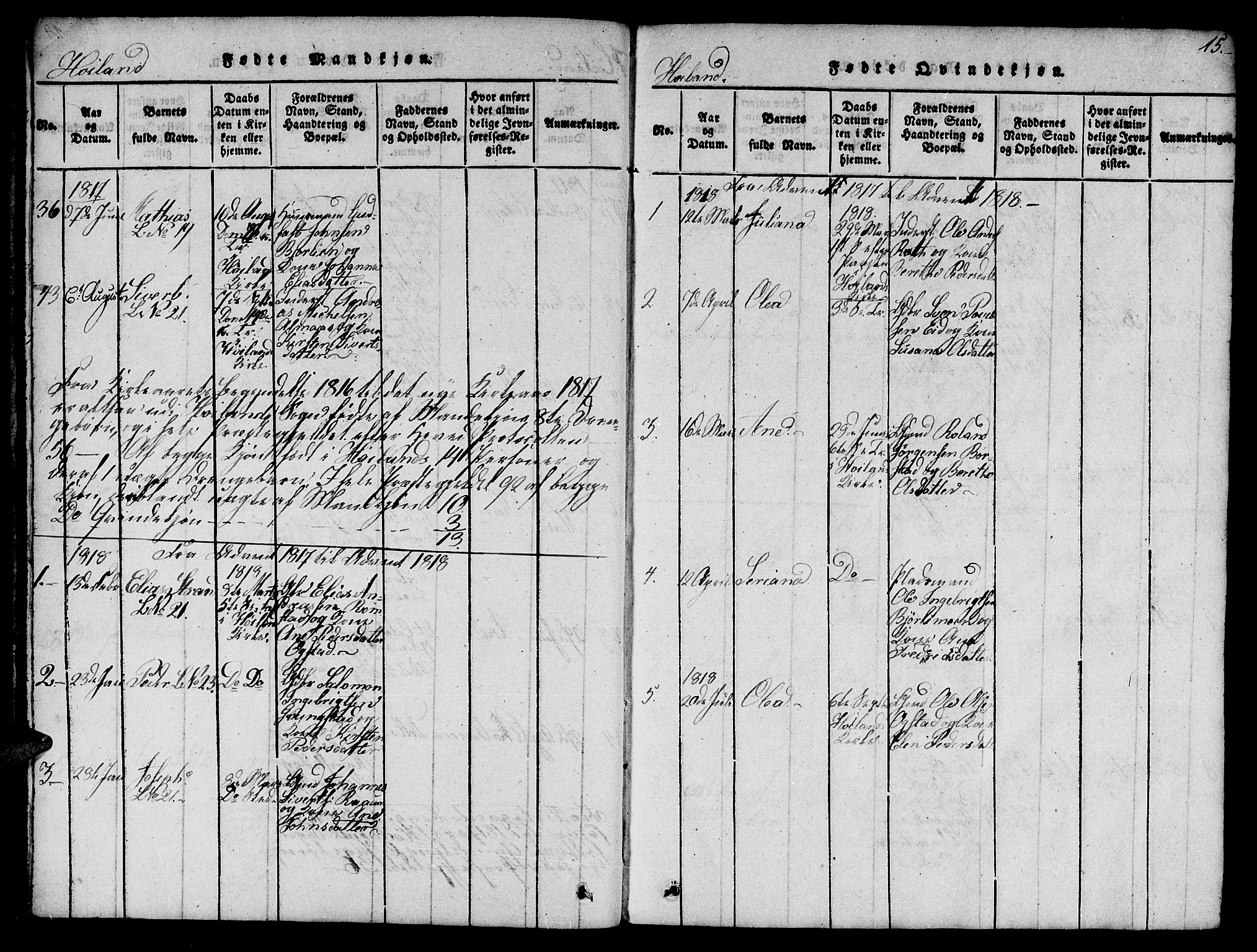 Ministerialprotokoller, klokkerbøker og fødselsregistre - Nord-Trøndelag, SAT/A-1458/759/L0527: Parish register (copy) no. 759C01 /2, 1817-1821, p. 15