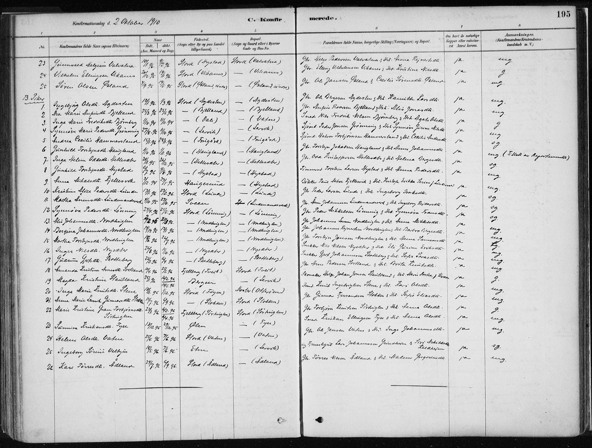 Stord sokneprestembete, AV/SAB-A-78201/H/Haa: Parish register (official) no. B 2, 1878-1913, p. 195