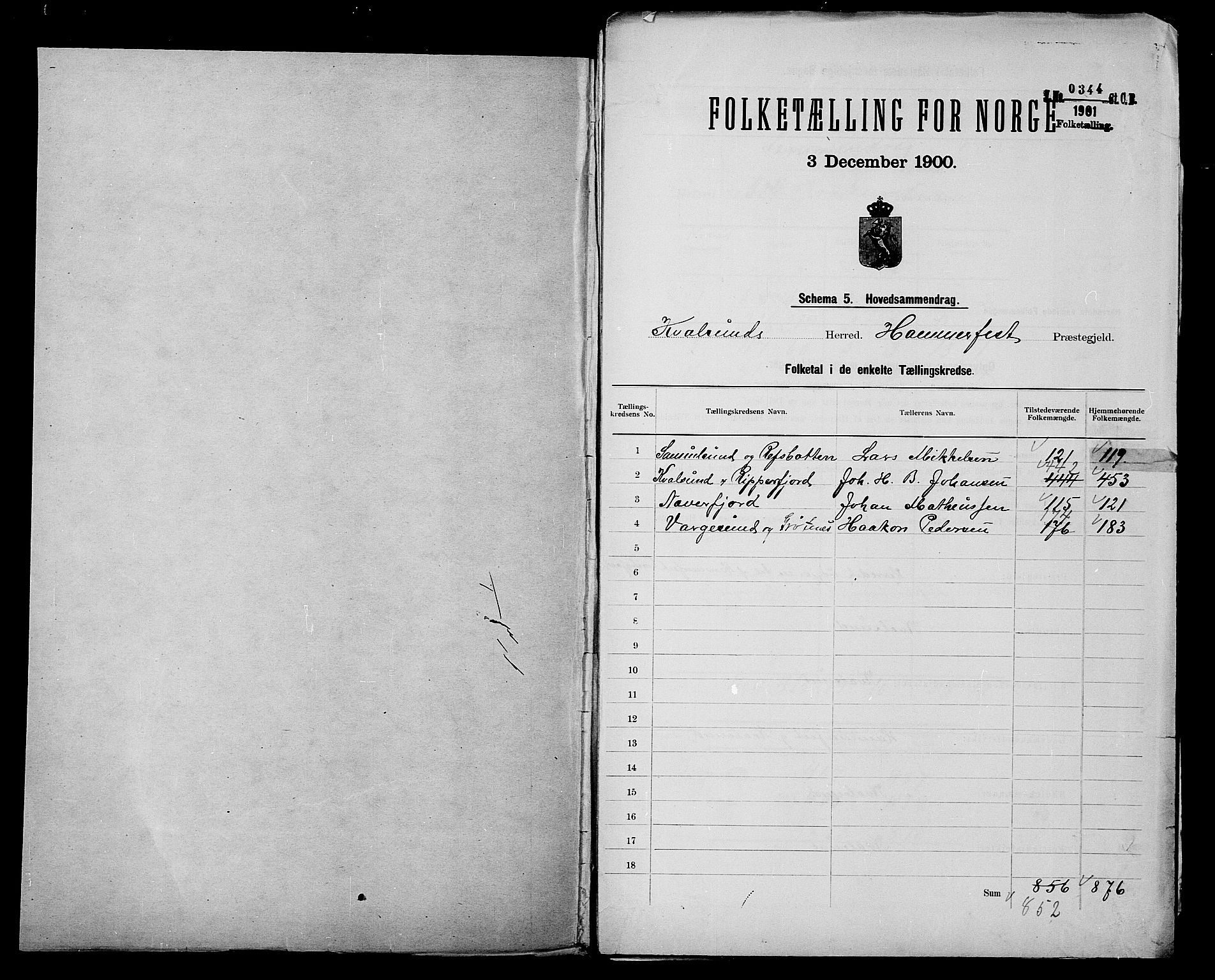 SATØ, 1900 census for Kvalsund, 1900, p. 2