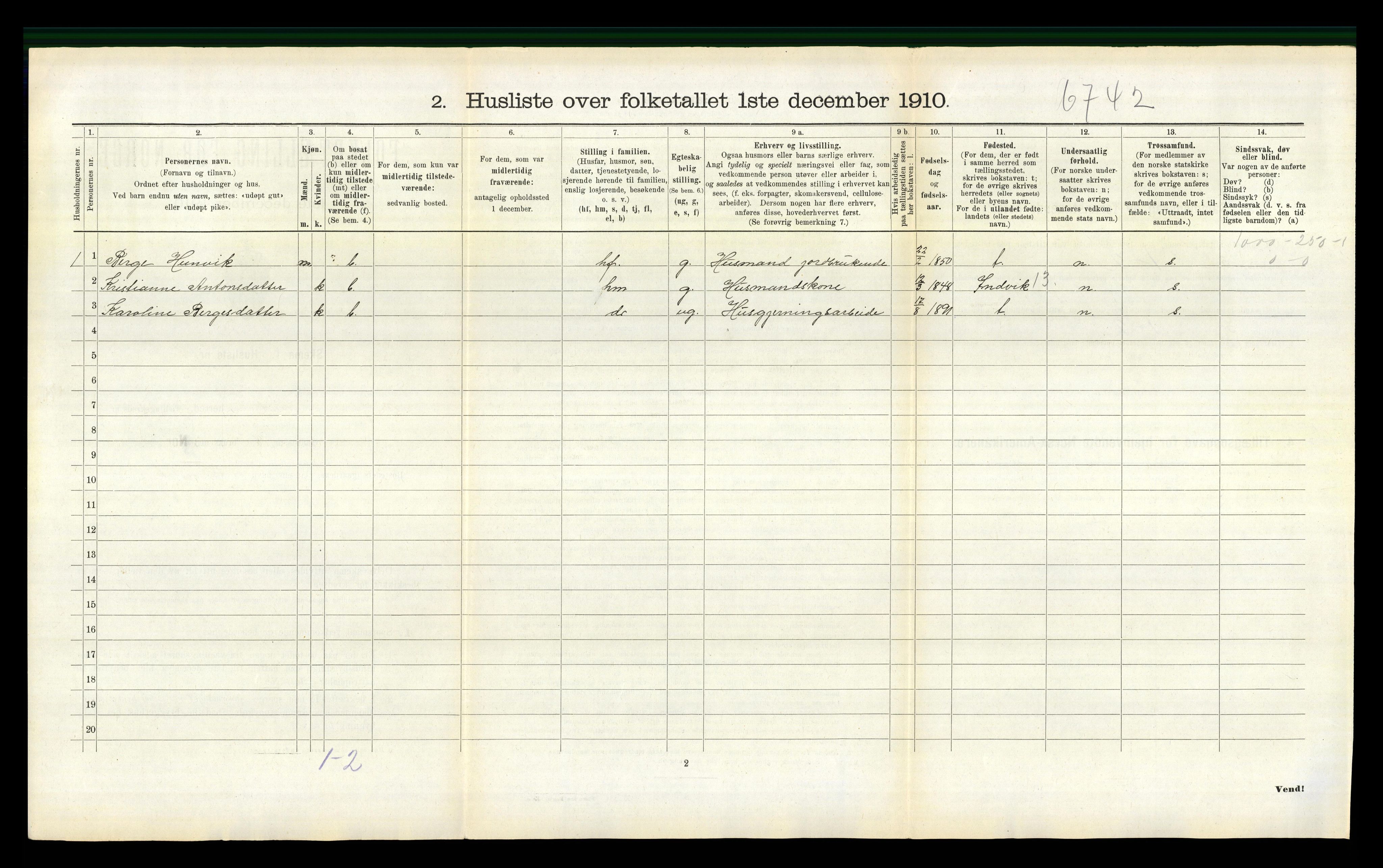 RA, 1910 census for Eid, 1910, p. 1066