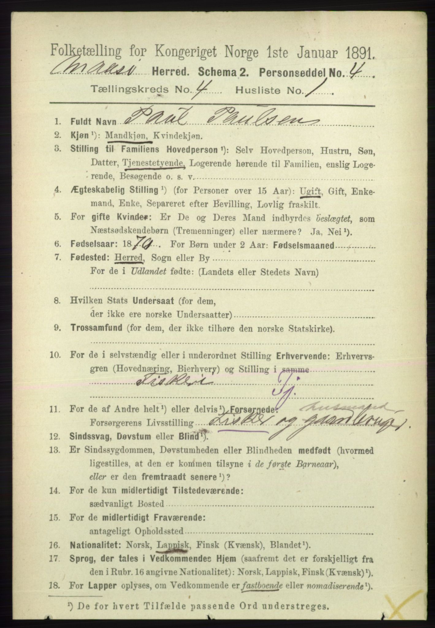 RA, 1891 census for 2018 Måsøy, 1891, p. 533