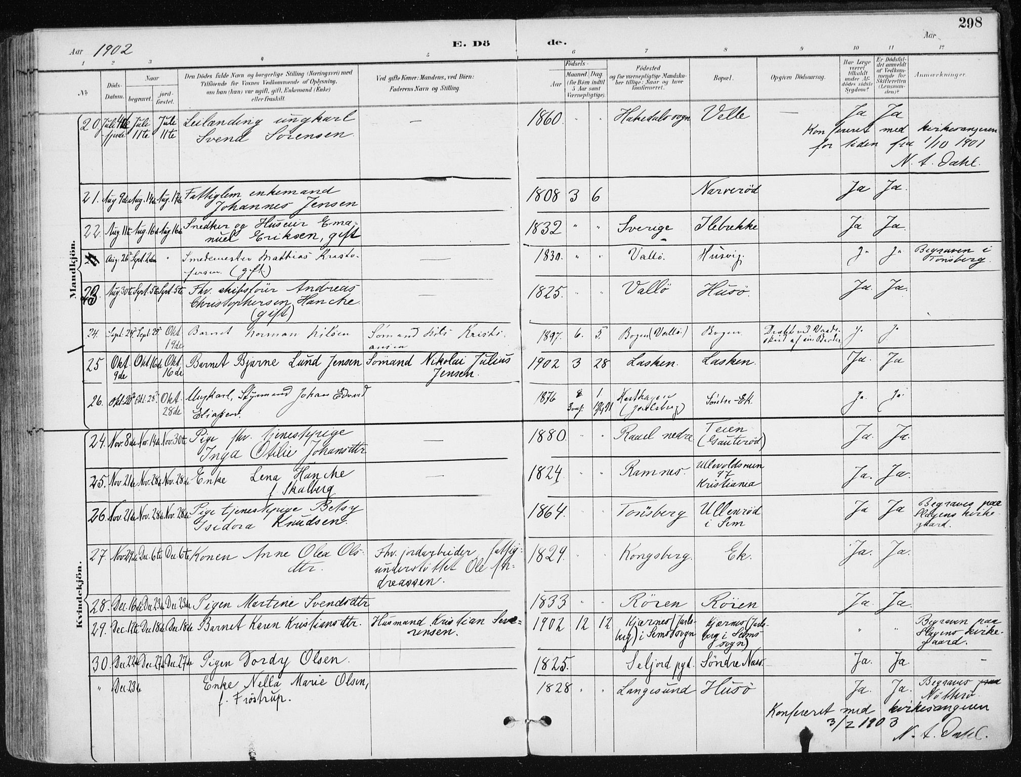 Sem kirkebøker, AV/SAKO-A-5/F/Fb/L0005: Parish register (official) no. II 5, 1892-1904, p. 298