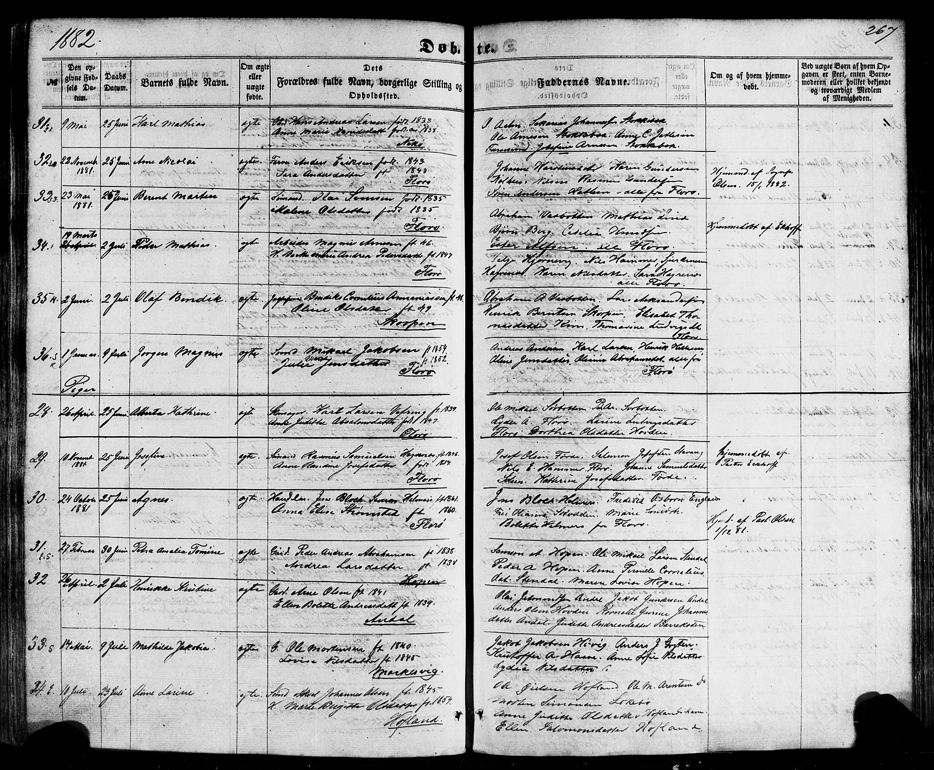 Kinn sokneprestembete, AV/SAB-A-80801/H/Haa/Haaa/L0006: Parish register (official) no. A 6, 1857-1885, p. 267
