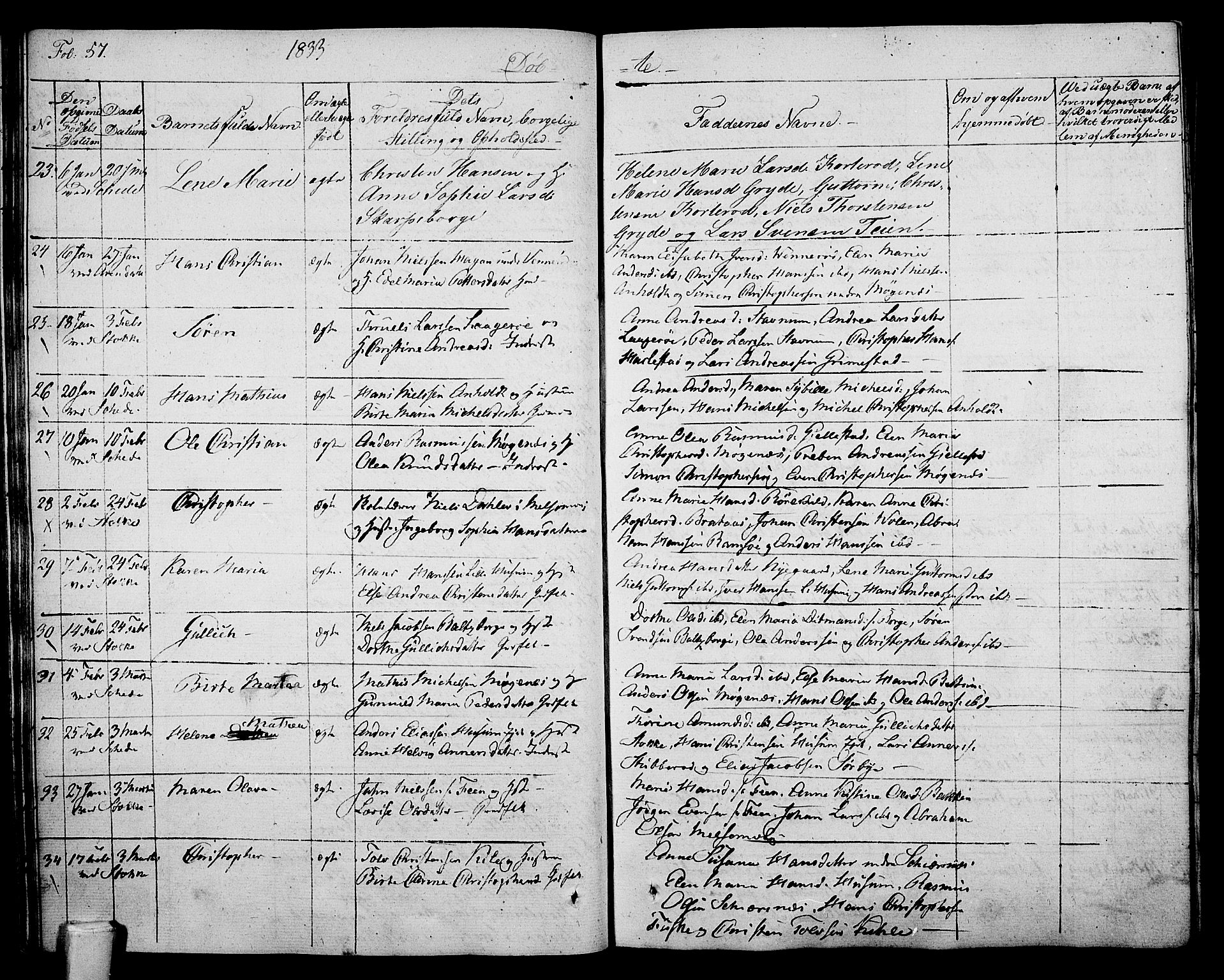 Stokke kirkebøker, SAKO/A-320/F/Fa/L0006: Parish register (official) no. I 6, 1826-1843, p. 57