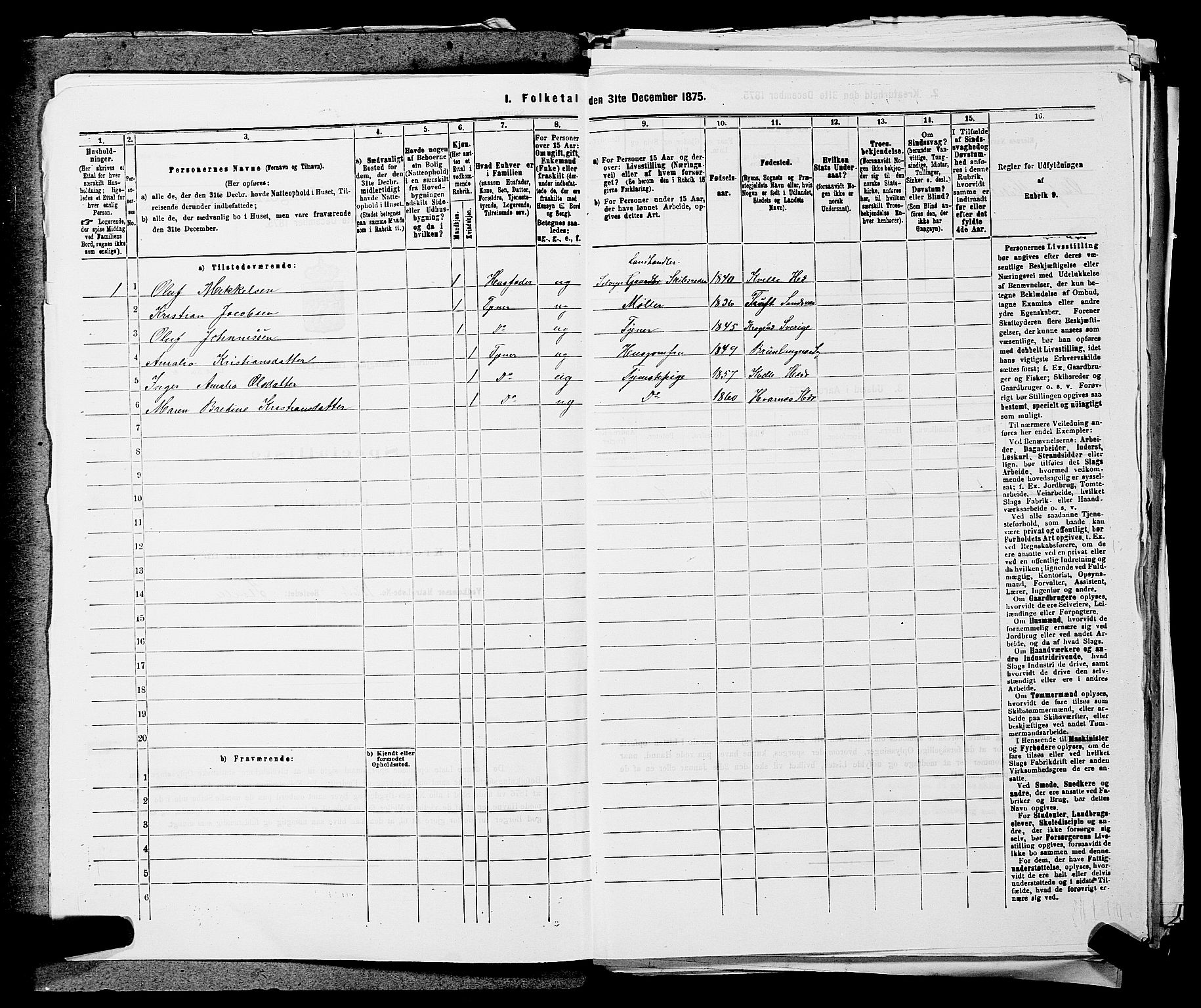 SAKO, 1875 census for 0727P Hedrum, 1875, p. 843