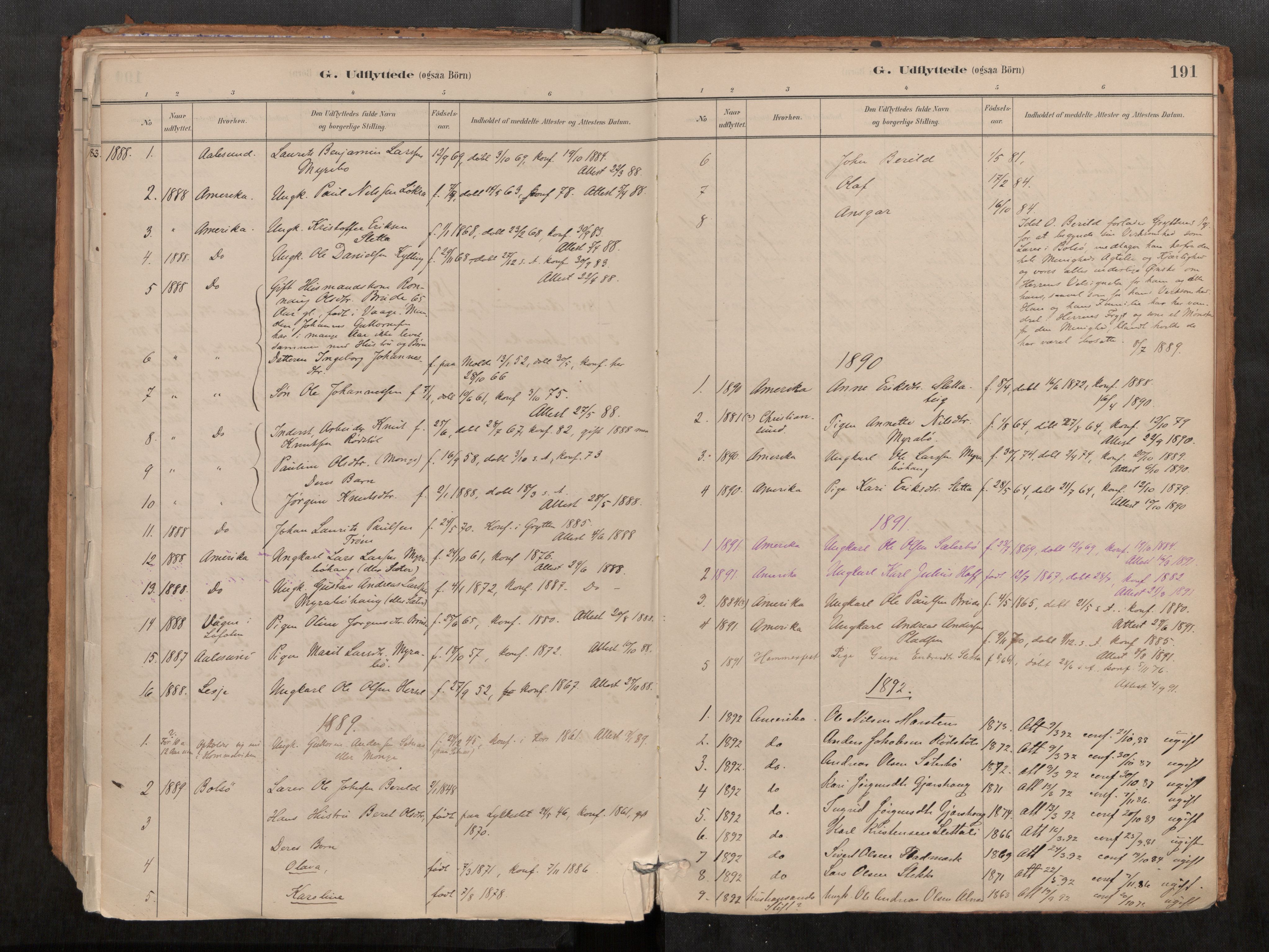 Ministerialprotokoller, klokkerbøker og fødselsregistre - Møre og Romsdal, SAT/A-1454/546/L0599: Parish register (official) no. 546A03, 1882-1920, p. 191