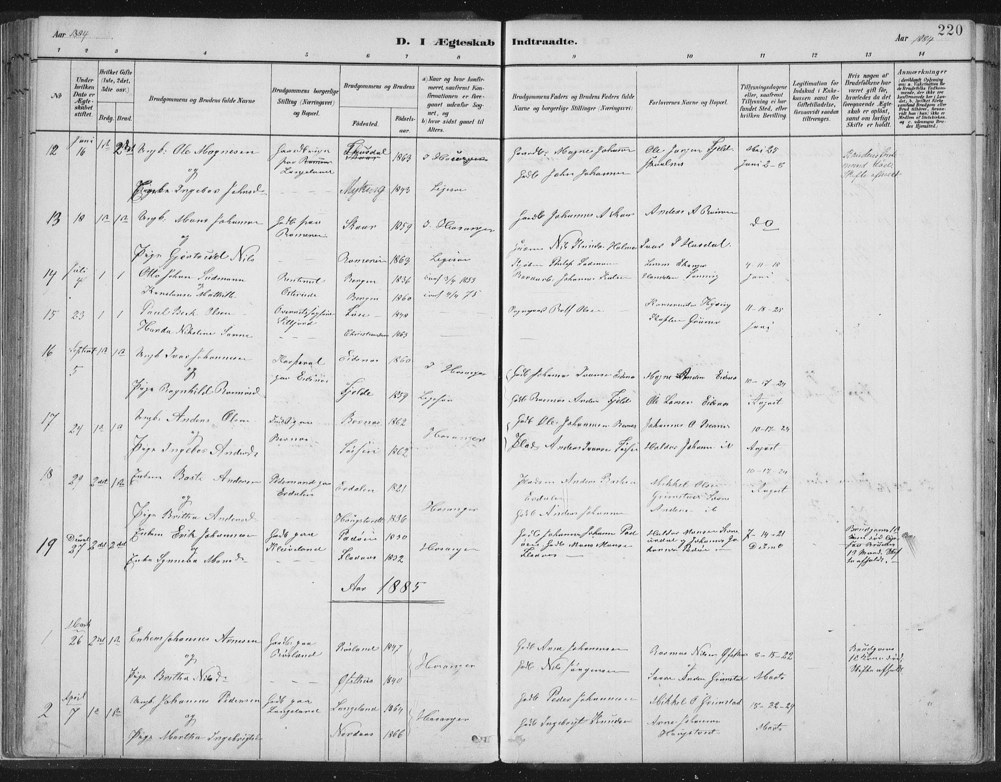 Hosanger sokneprestembete, AV/SAB-A-75801/H/Hab: Parish register (copy) no. A 3 II, 1882-1903, p. 220