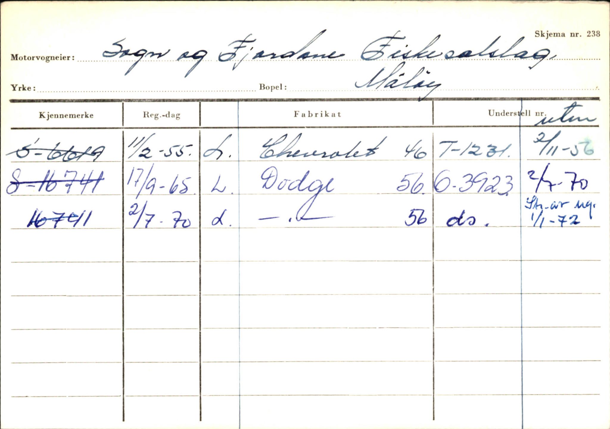 Statens vegvesen, Sogn og Fjordane vegkontor, SAB/A-5301/4/F/L0145: Registerkort Vågsøy S-Å. Årdal I-P, 1945-1975, p. 127