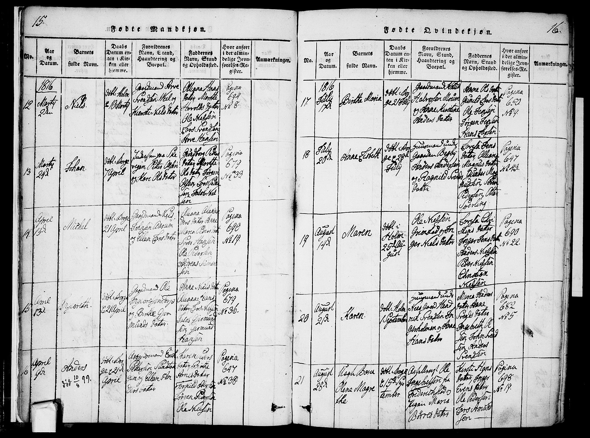Borge prestekontor Kirkebøker, AV/SAO-A-10903/F/Fa/L0003: Parish register (official) no. I 3, 1815-1836, p. 15-16