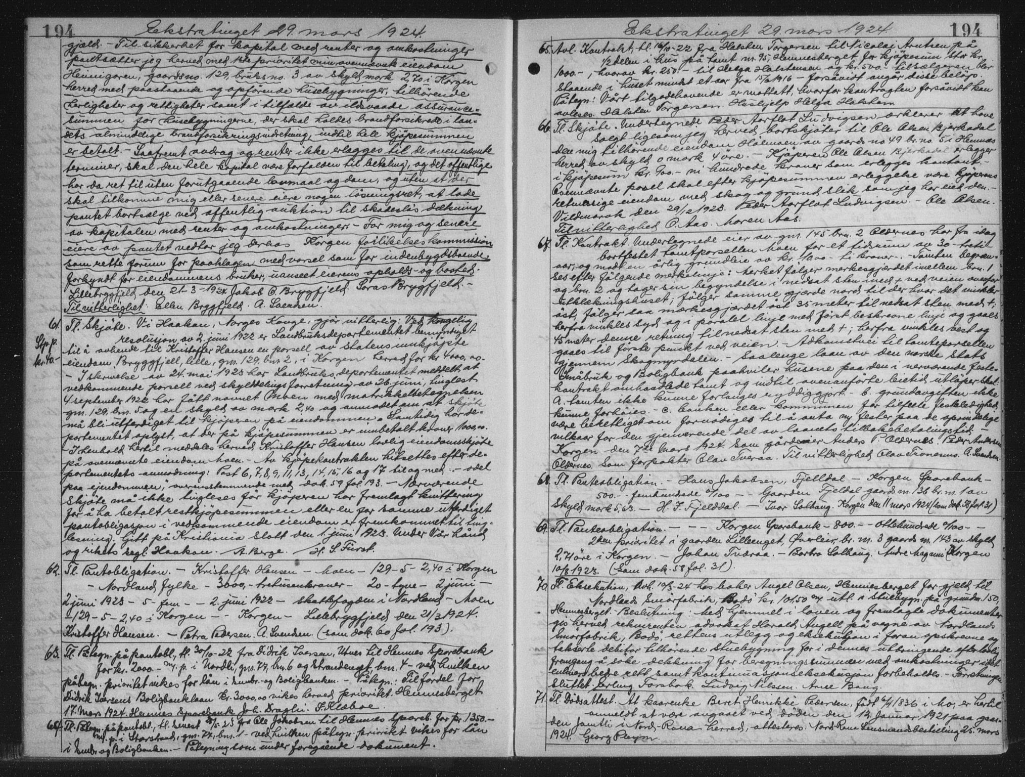 Rana sorenskriveri , AV/SAT-A-1108/1/2/2C/L0018: Mortgage book no. 18, 1923-1928, p. 194, Deed date: 29.03.1924