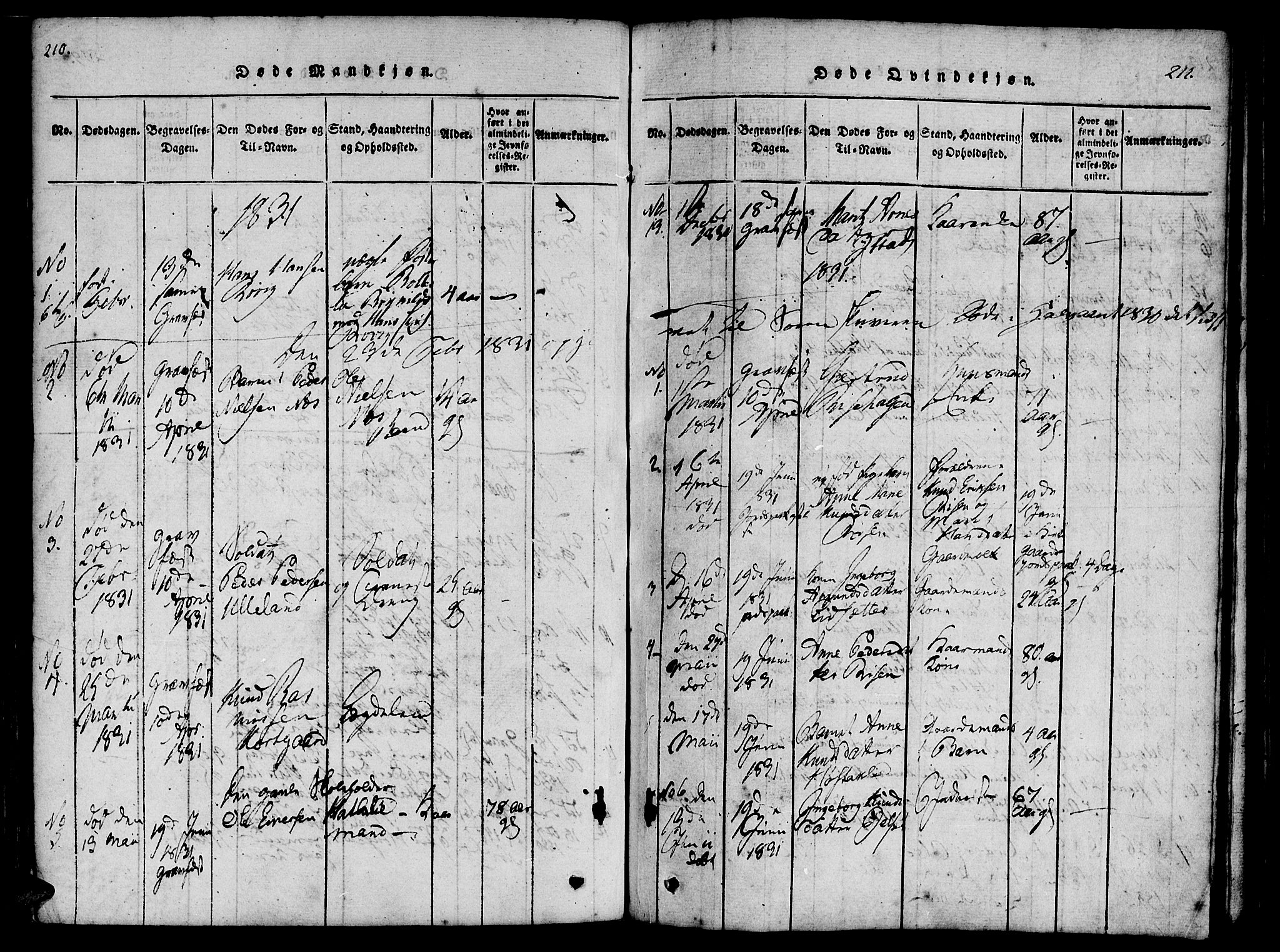 Ministerialprotokoller, klokkerbøker og fødselsregistre - Møre og Romsdal, SAT/A-1454/557/L0679: Parish register (official) no. 557A01, 1818-1843, p. 210-211