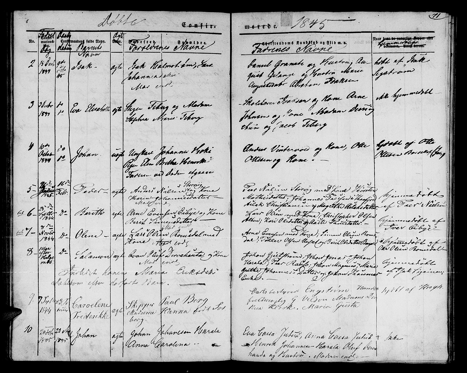 Talvik sokneprestkontor, SATØ/S-1337/H/Ha/L0015kirke: Parish register (official) no. 15, 1837-1847, p. 71