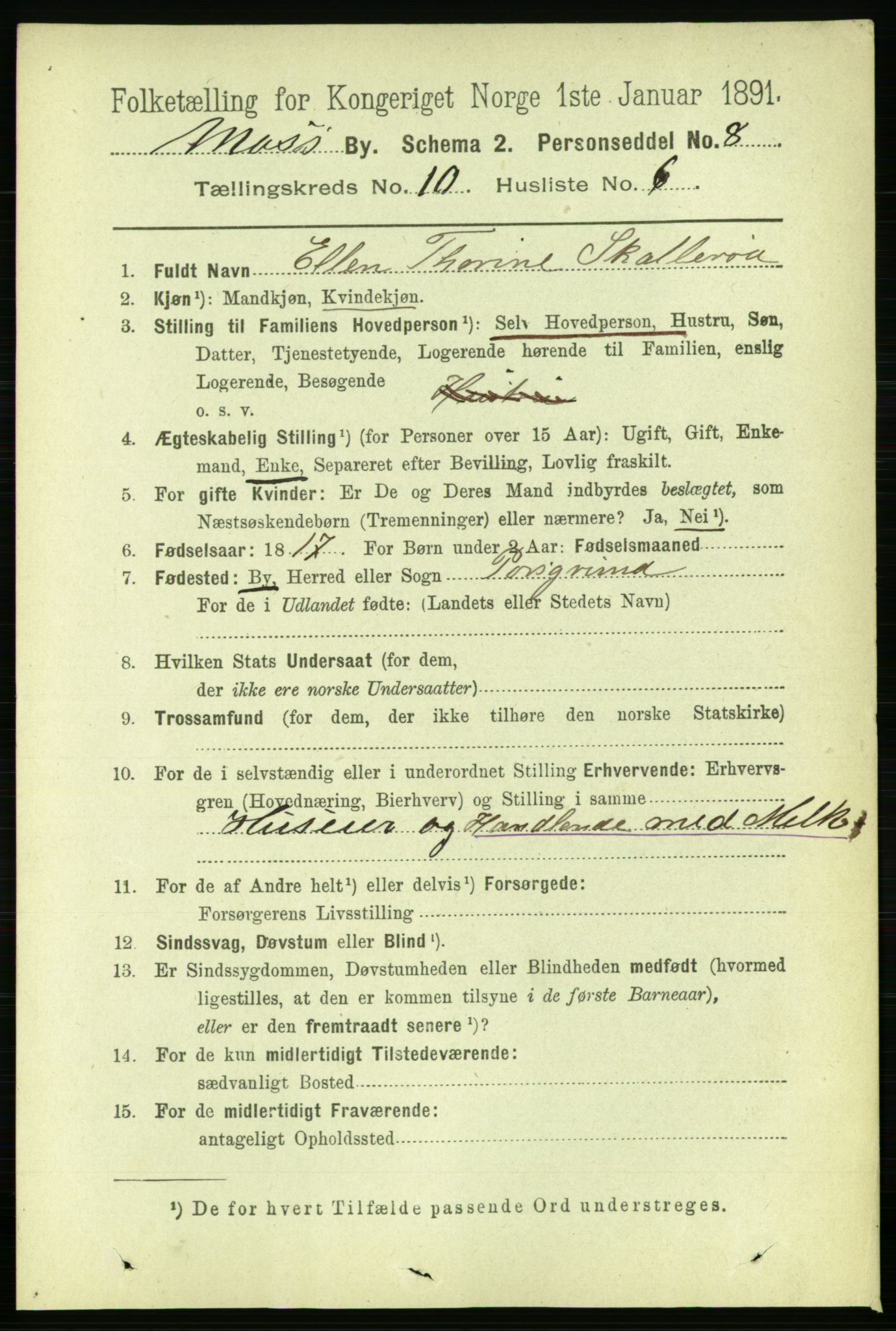 RA, 1891 census for 0104 Moss, 1891, p. 5591