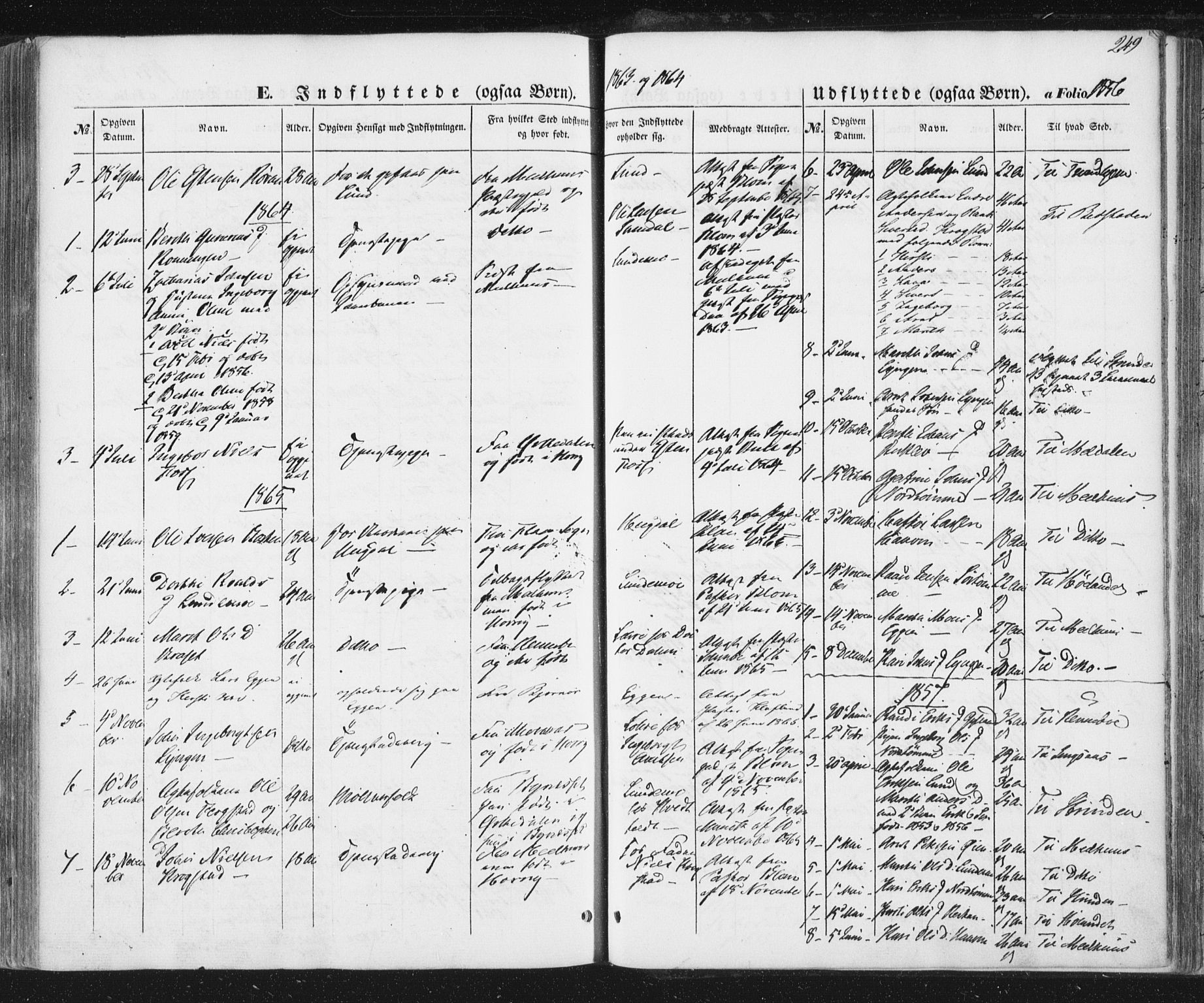 Ministerialprotokoller, klokkerbøker og fødselsregistre - Sør-Trøndelag, SAT/A-1456/692/L1103: Parish register (official) no. 692A03, 1849-1870, p. 249