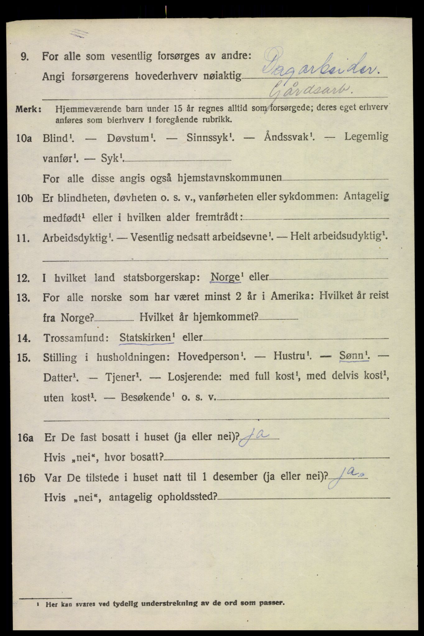 SAH, 1920 census for Fåberg, 1920, p. 2243