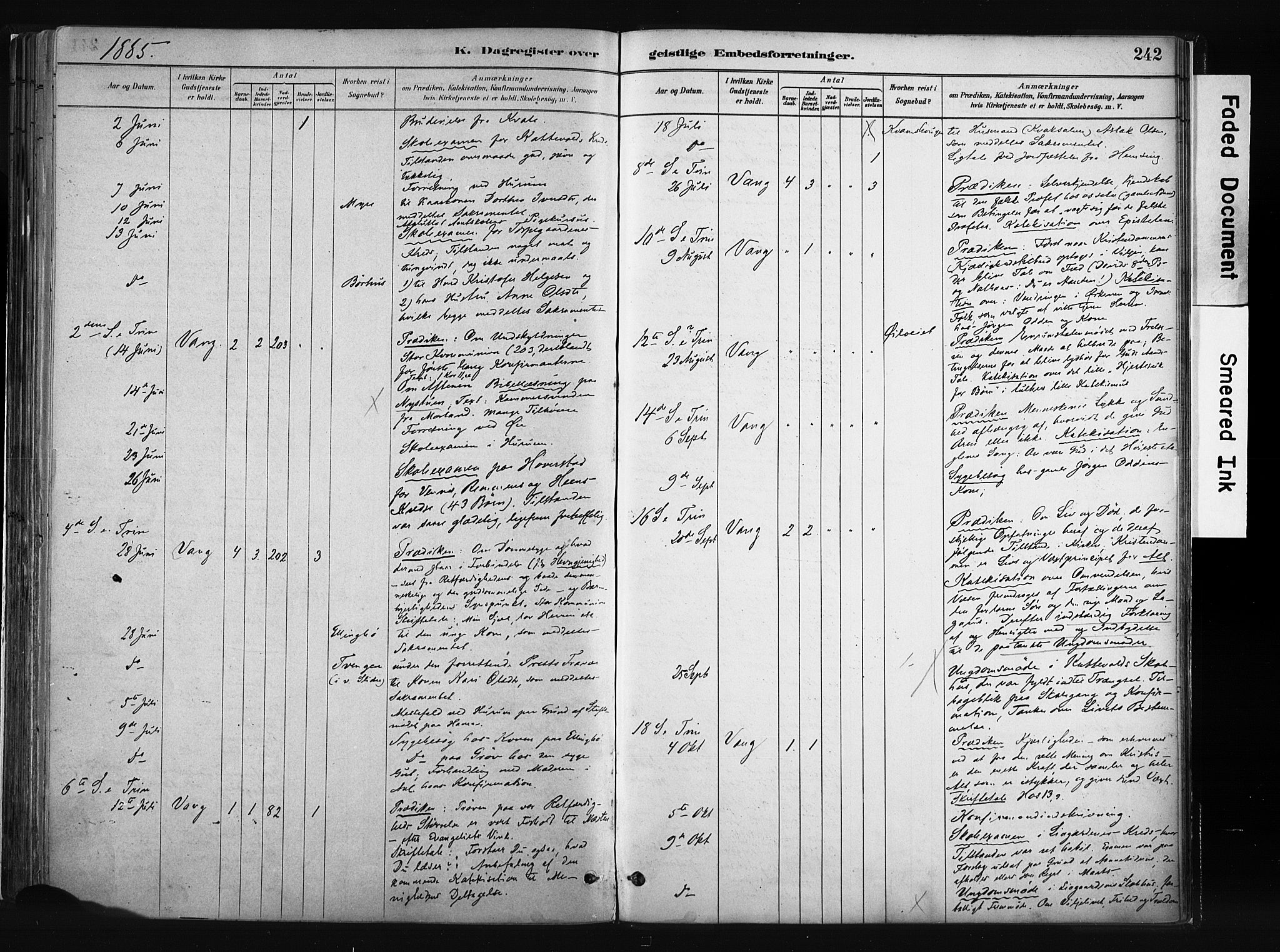 Vang prestekontor, Valdres, SAH/PREST-140/H/Ha/L0008: Parish register (official) no. 8, 1882-1910, p. 242